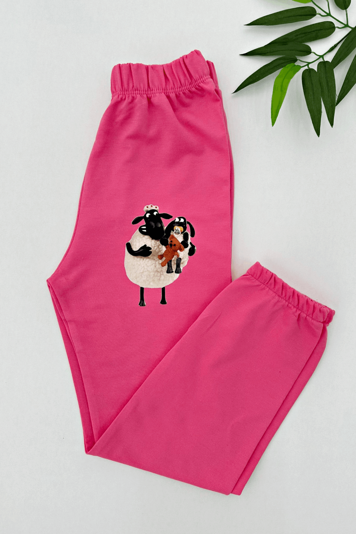 KOYU PEMBE KOYUN BASKILI KIZ ÇOCUK EŞOFMAN ALTI