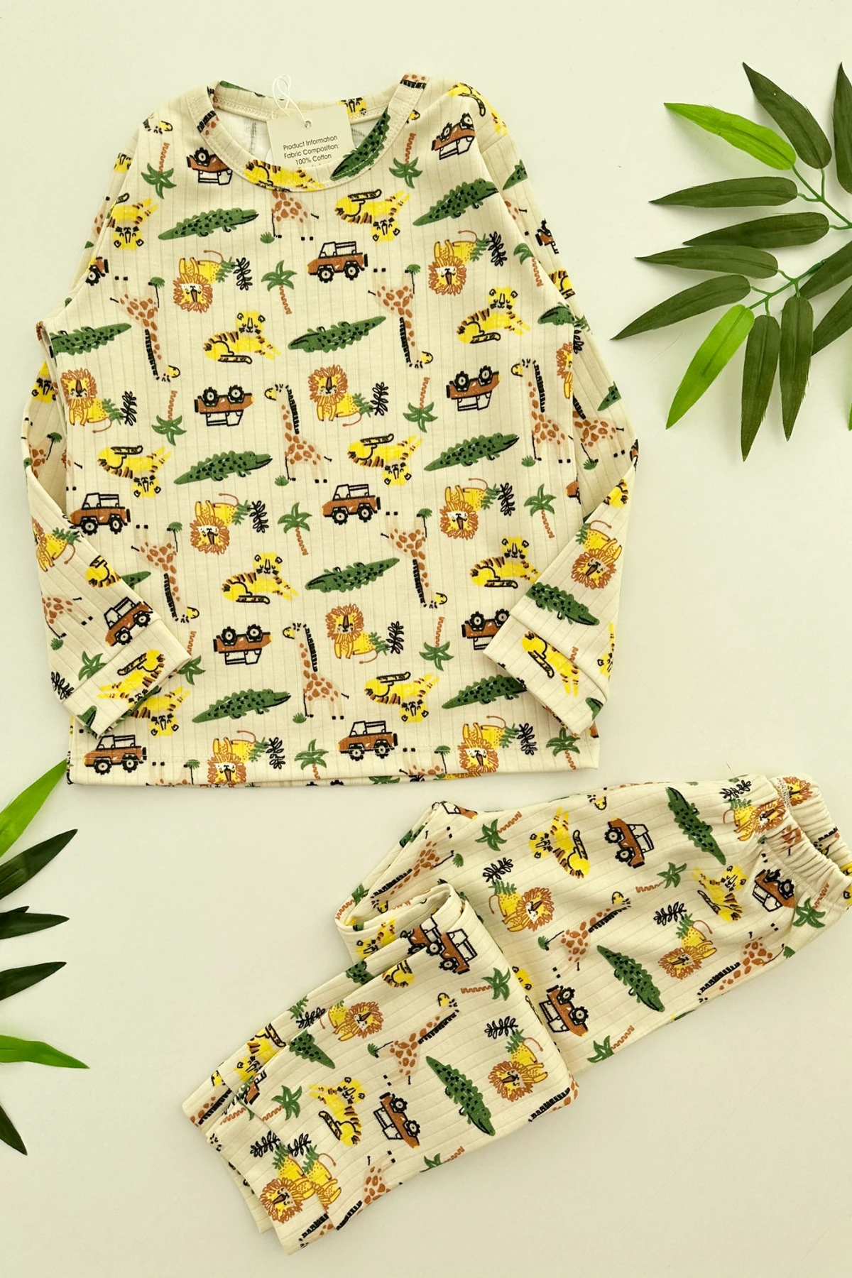 BEJ RENK ASLAN DESEN ERKEK ÇOCUK PİJAMA TAKIMI