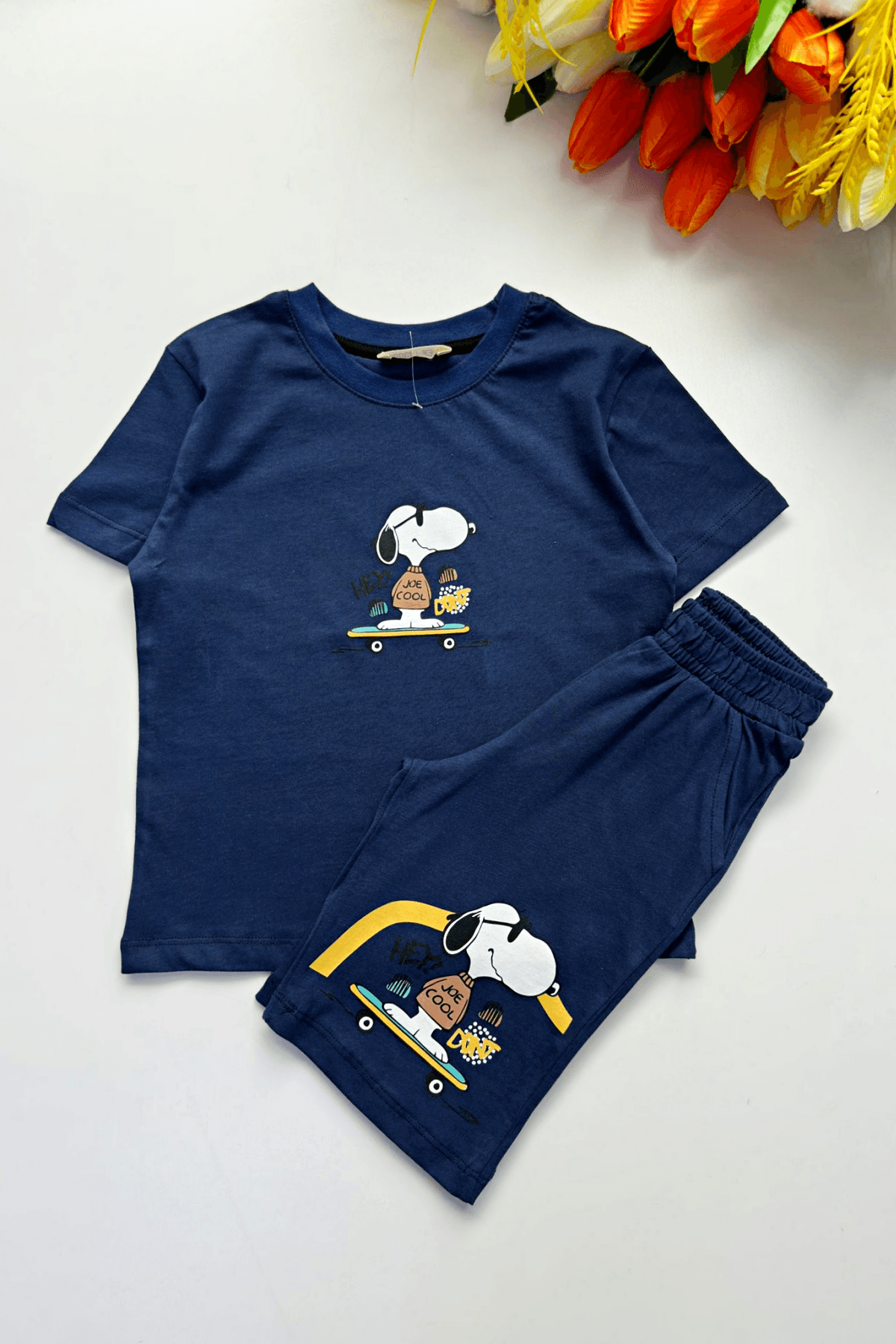 SNOOPY ÇASARLI OĞLAN UŞAĞI ŞORTLU KOSTUM (TURAN GÖY)