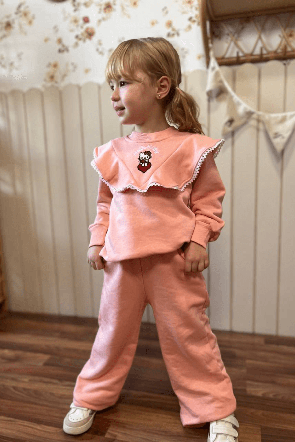 🎀 HELLO HEART KIZ ÇOCUK SWEAT & EŞOFMAN TAKIM – PEMBE