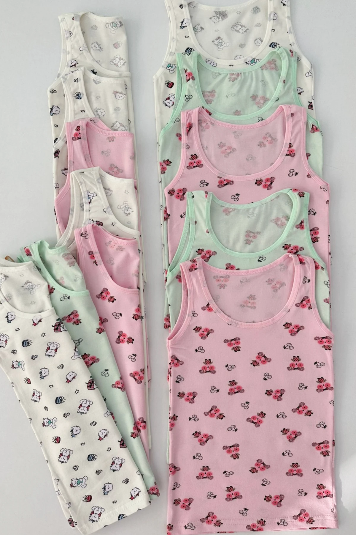 12'Lİ KALIN ASKILI KARIŞIK DESENLİ KIZ ÇOCUK ATLET SET  ( DESENLER KARIŞIK GELEBİLİR.)