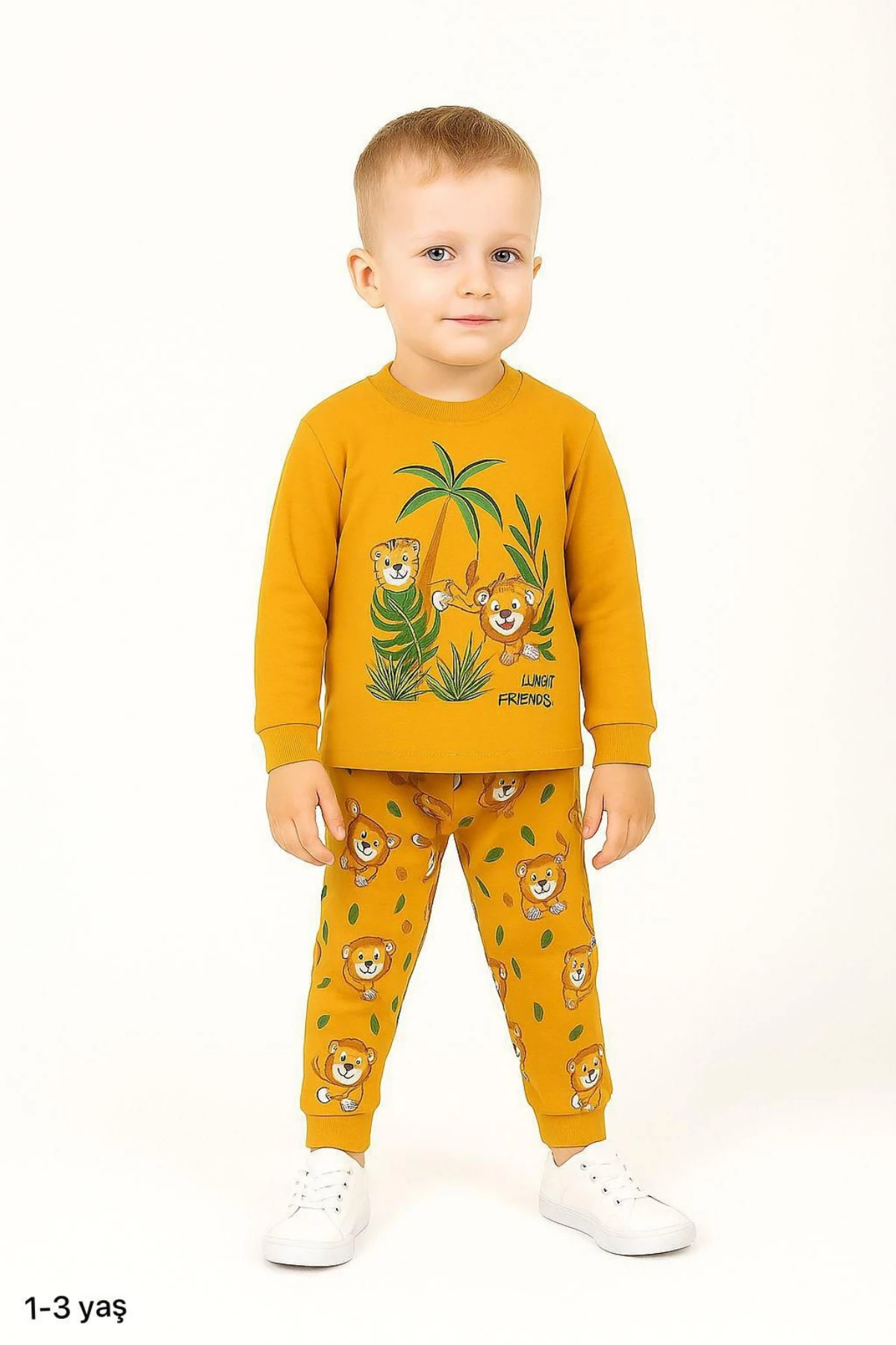 HARDAL RENK ASLAN BASKILI ERKEK BEBEK PİJAMA TAKIMI