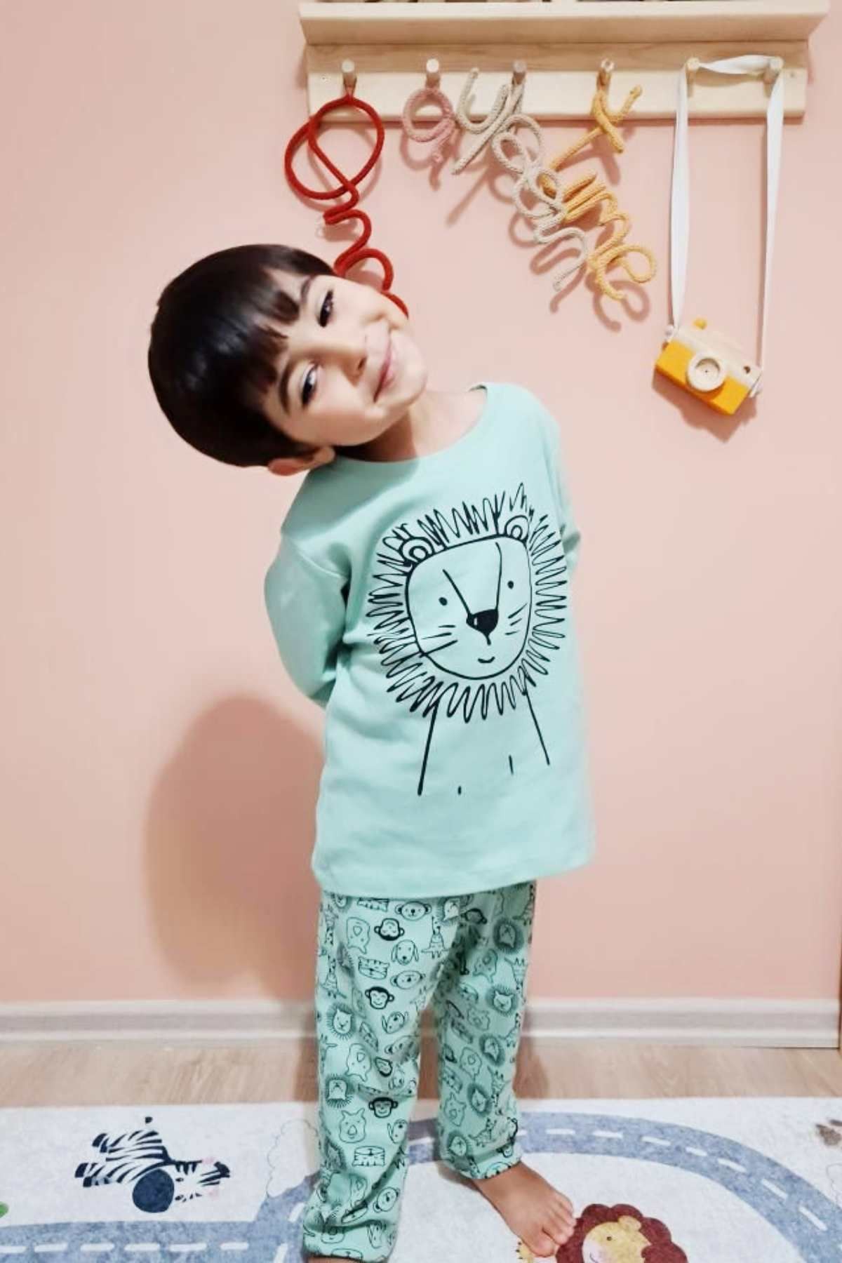 ASLAN DESEN PİJAMA TAKIMI MİNT