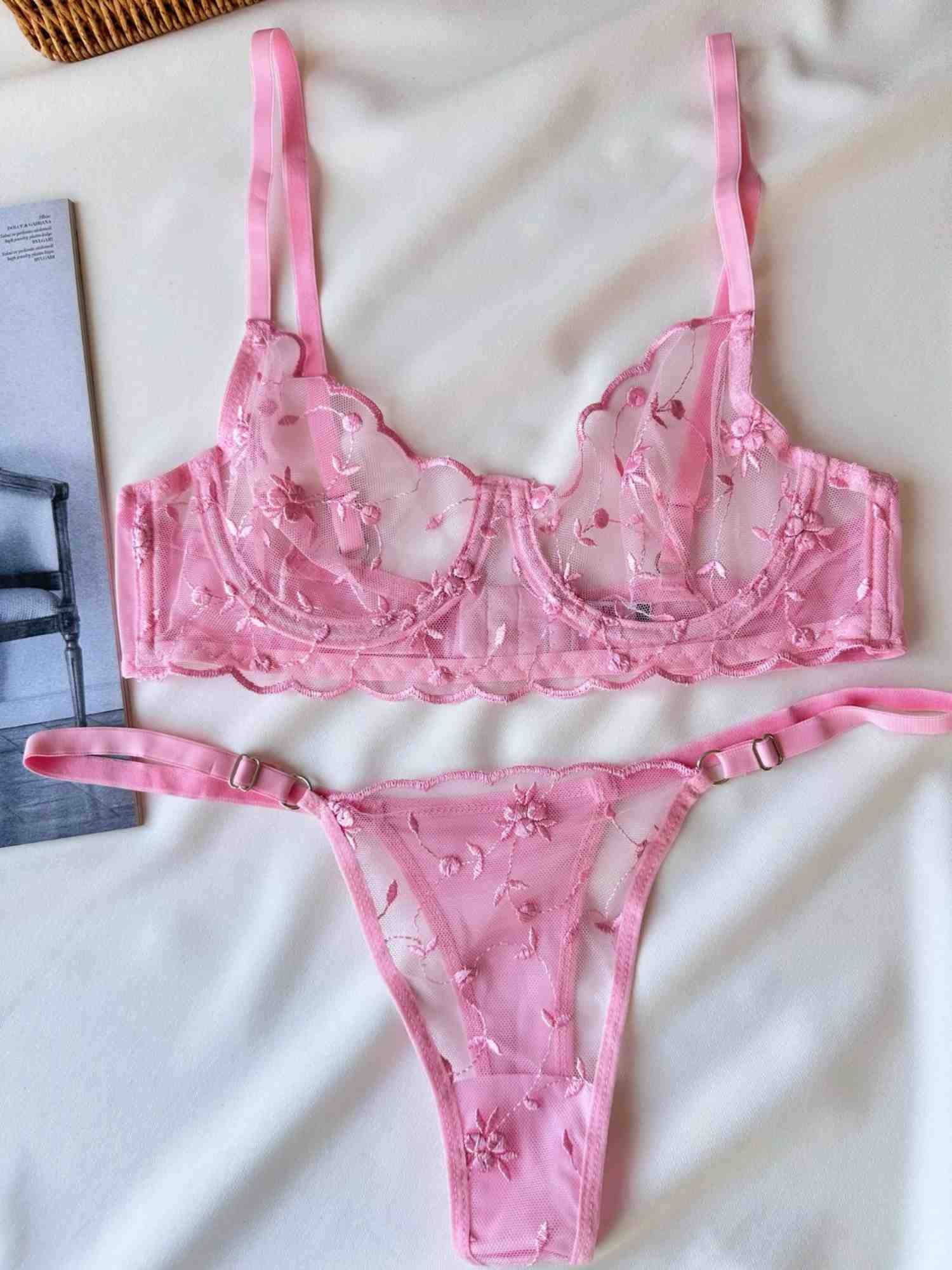 TOZ PEMBE BRA SET