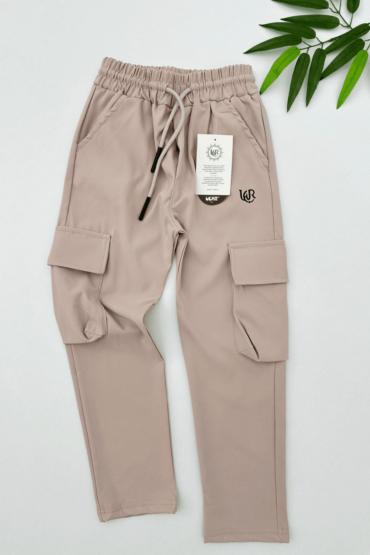 BEJ RENK BELİ LASTİKLİ ÇİFT KARGO CEPLİ ERKEK ÇOCUK PANTOLON