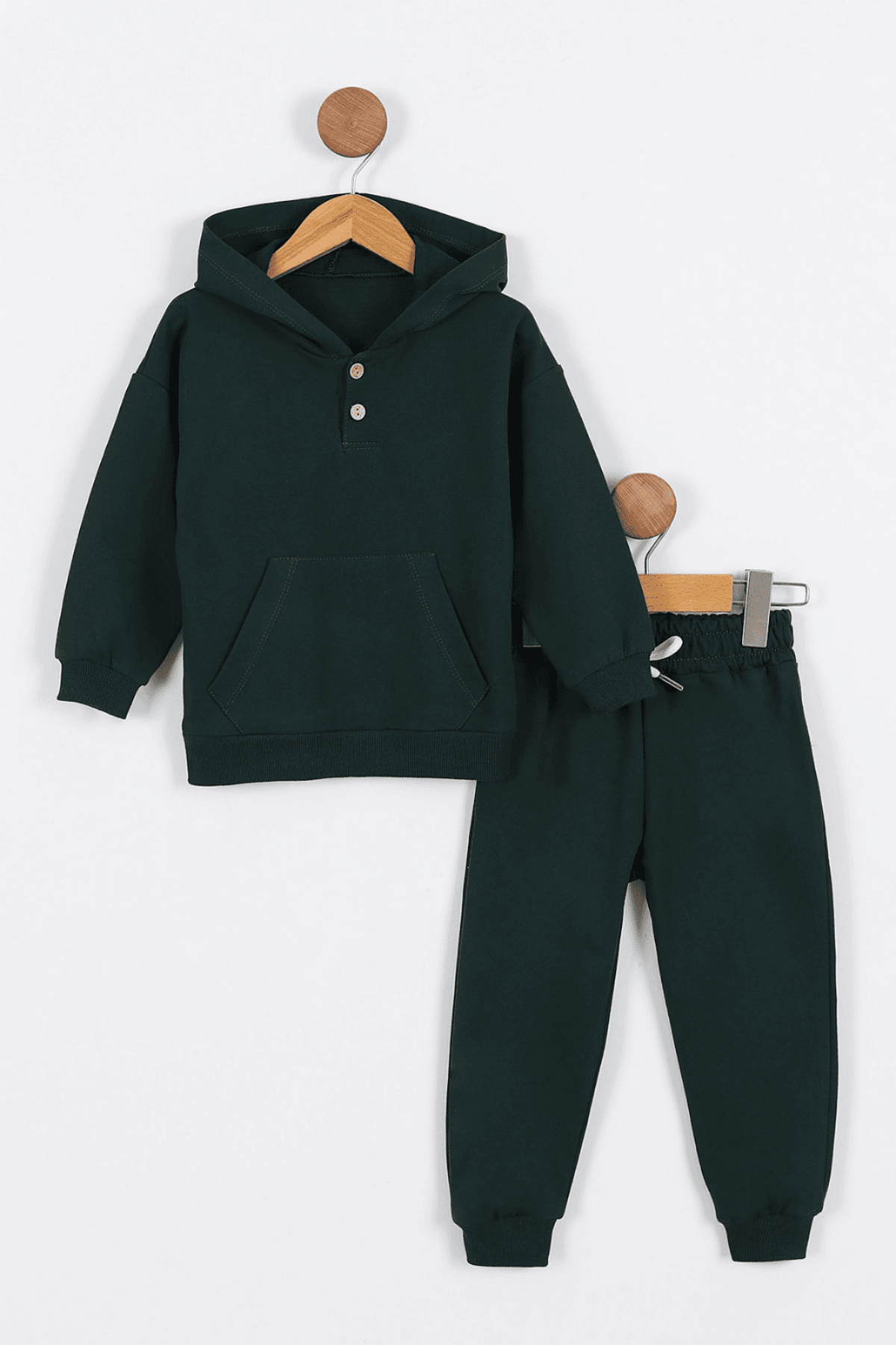 YEŞİL RENK KAPÜŞONLU CEPLİ  UNISEX EŞOFMAN TAKIMI