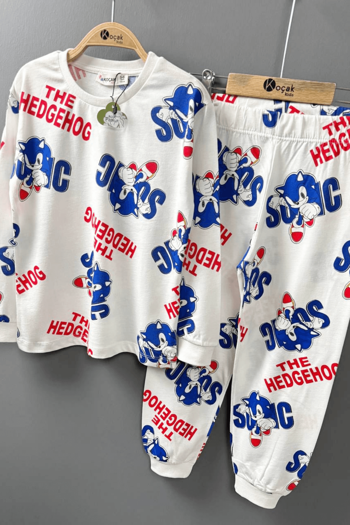 EKRU RENK SONİC DESEN ERKEK ÇOCUK PİJAMA TAKIMI