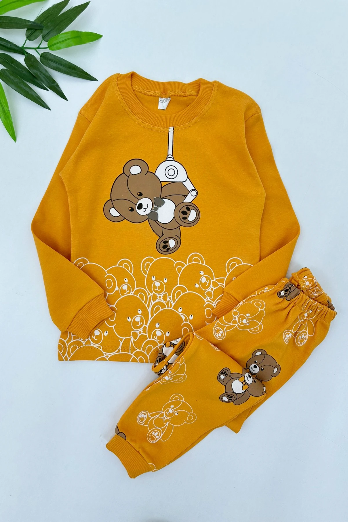 HARDAL RENK AYICIK DESEN ERKEK ÇOCUK PİJAMA TAKIMI