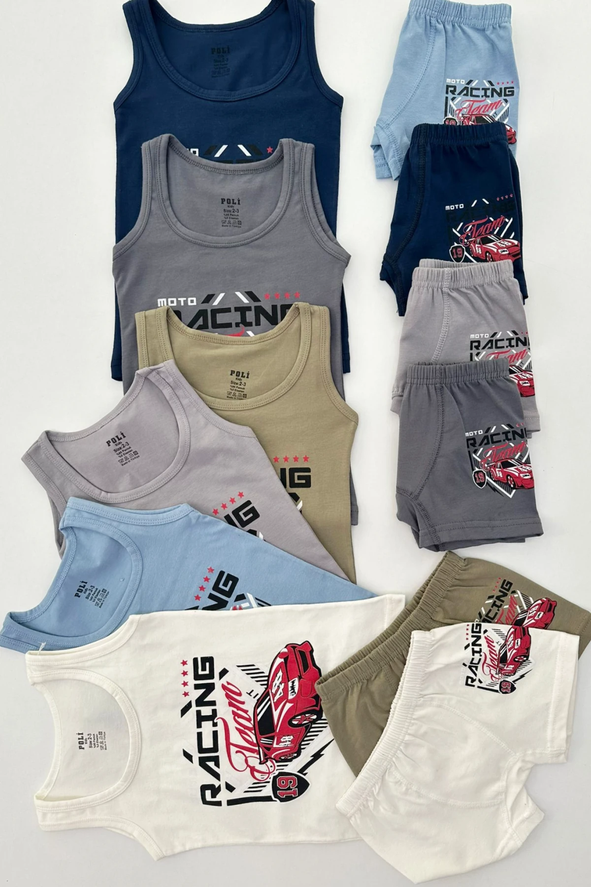 6'LI KIRMIZI ARABA BASKILI ERKEK ÇOCUK ATLET BOXER TAKIM