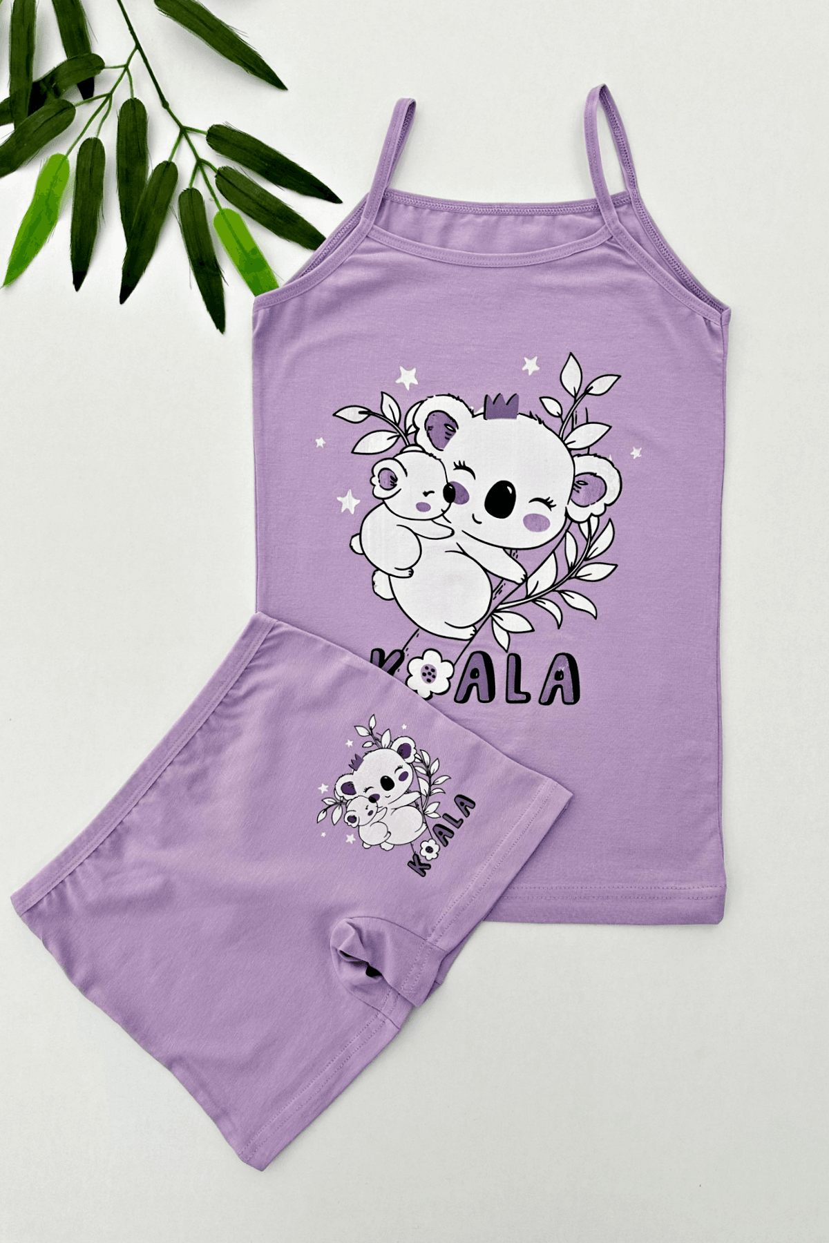 LİLA RENK KOALA BASKILI KIZ ÇOCUK ATLET BOXER TAKIM