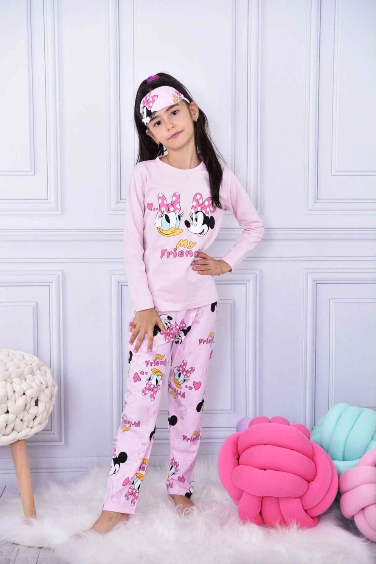 MİNNİE MOUSE DESEN KIZ PİJAMA TAKIMI