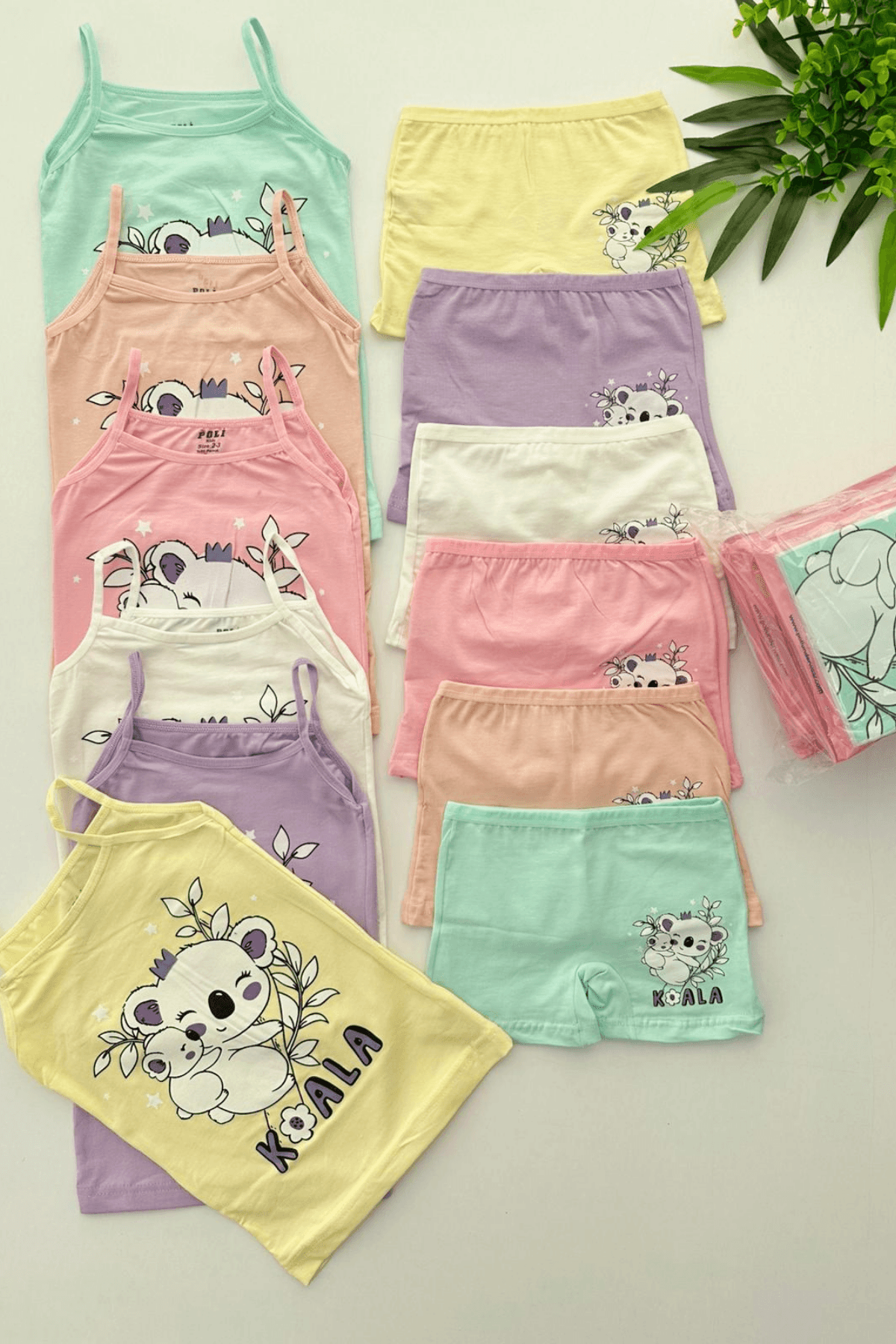 6'LI KOALA BASKILI KIZ ÇOCUK ATLET BOXER TAKIM