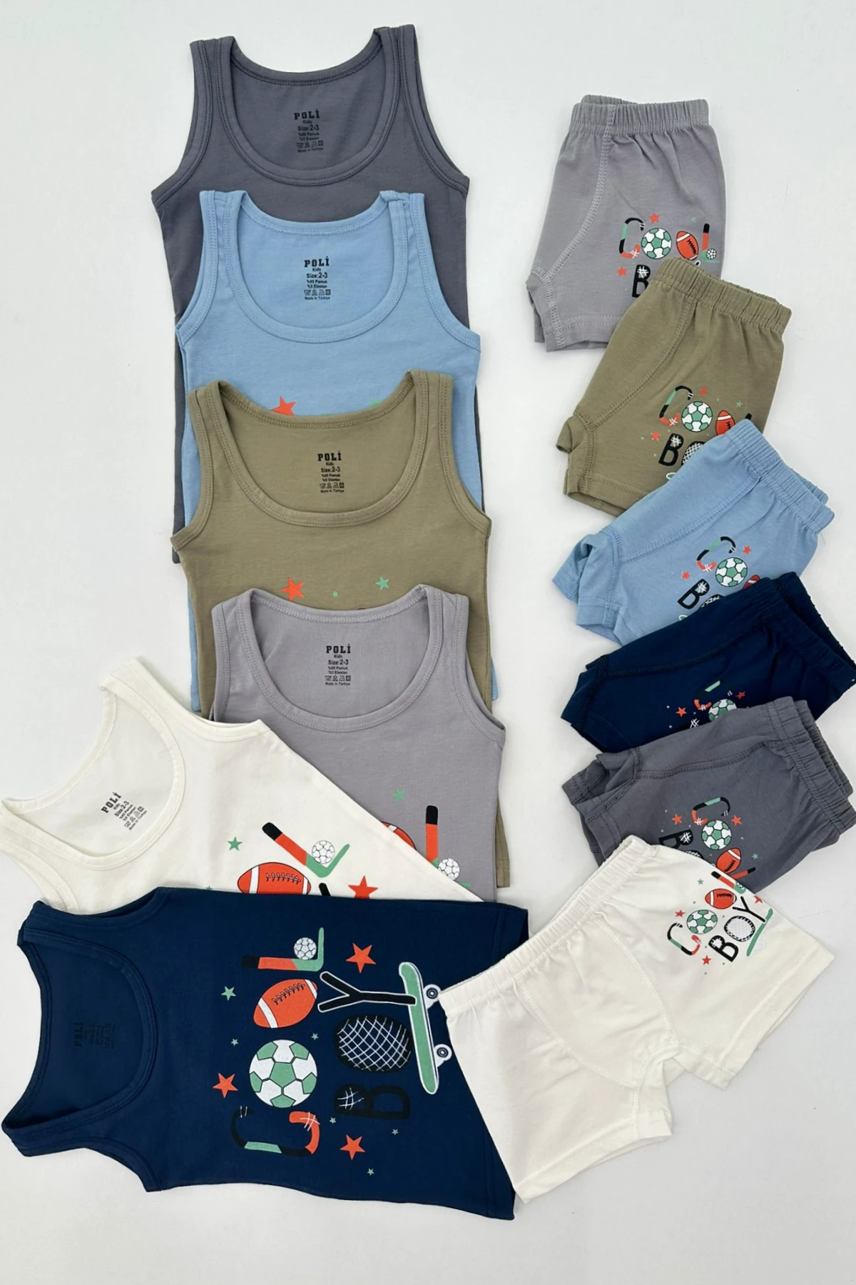 6'LI KAYKAY BASKILI ERKEK ÇOCUK ATLET BOXER TAKIM