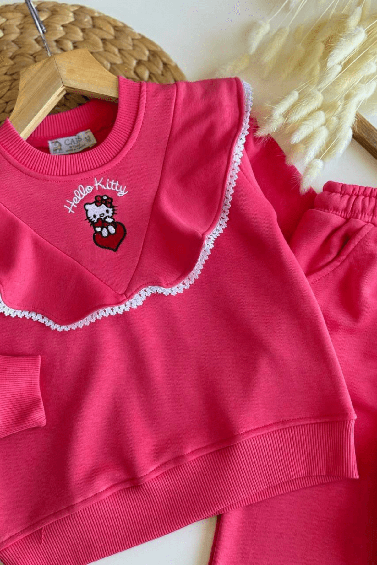 🎀 HELLO HEART KIZ ÇOCUK SWEAT & EŞOFMAN TAKIM – FUŞYA