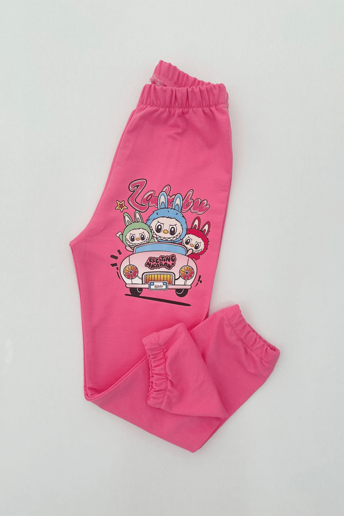 PEMBE RENK LABUBU BASKILI KIZ ÇOCUK EŞOFMAN ALTI