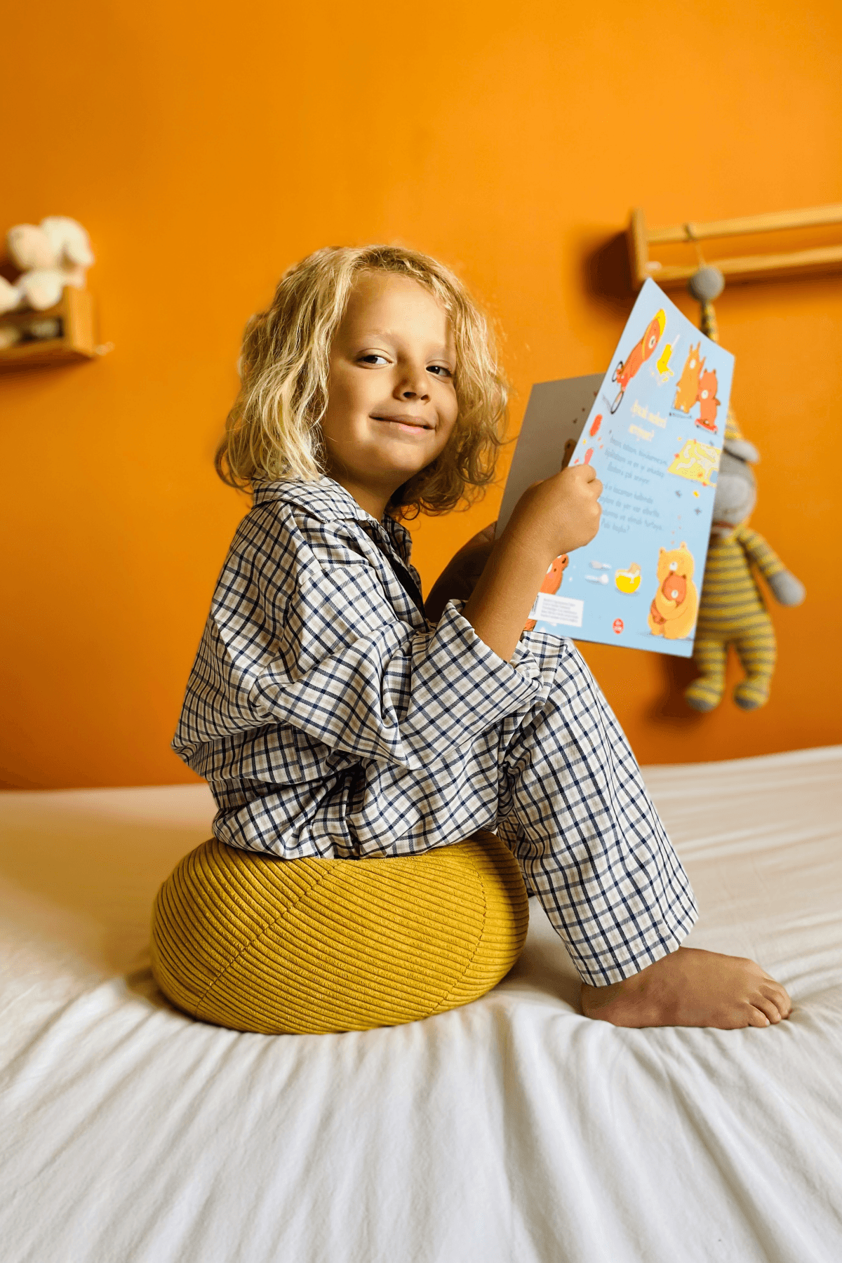 ÖNDEN DÜĞMELİ GRİ LACİVERT KARELİ UNISEX PİJAMA TAKIMI