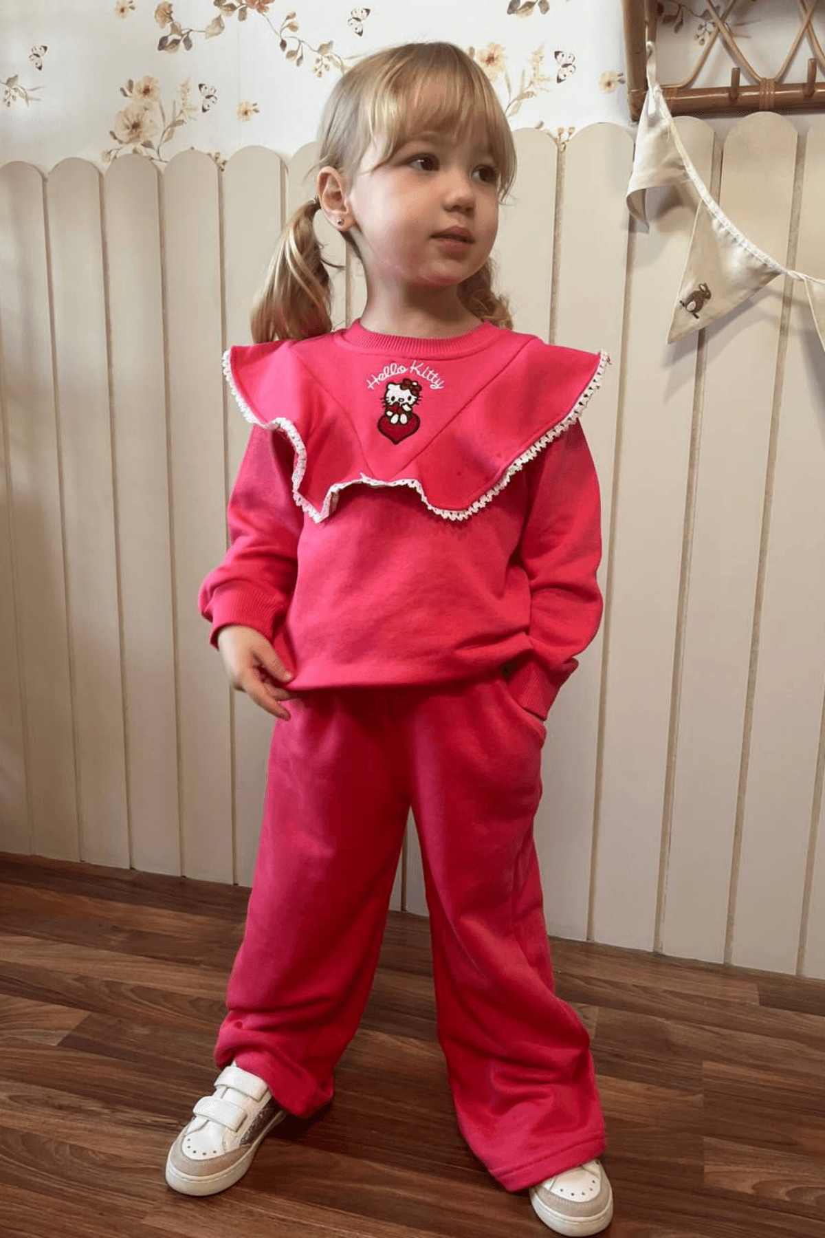 🎀 HELLO HEART KIZ ÇOCUK SWEAT & EŞOFMAN TAKIM – FUŞYA