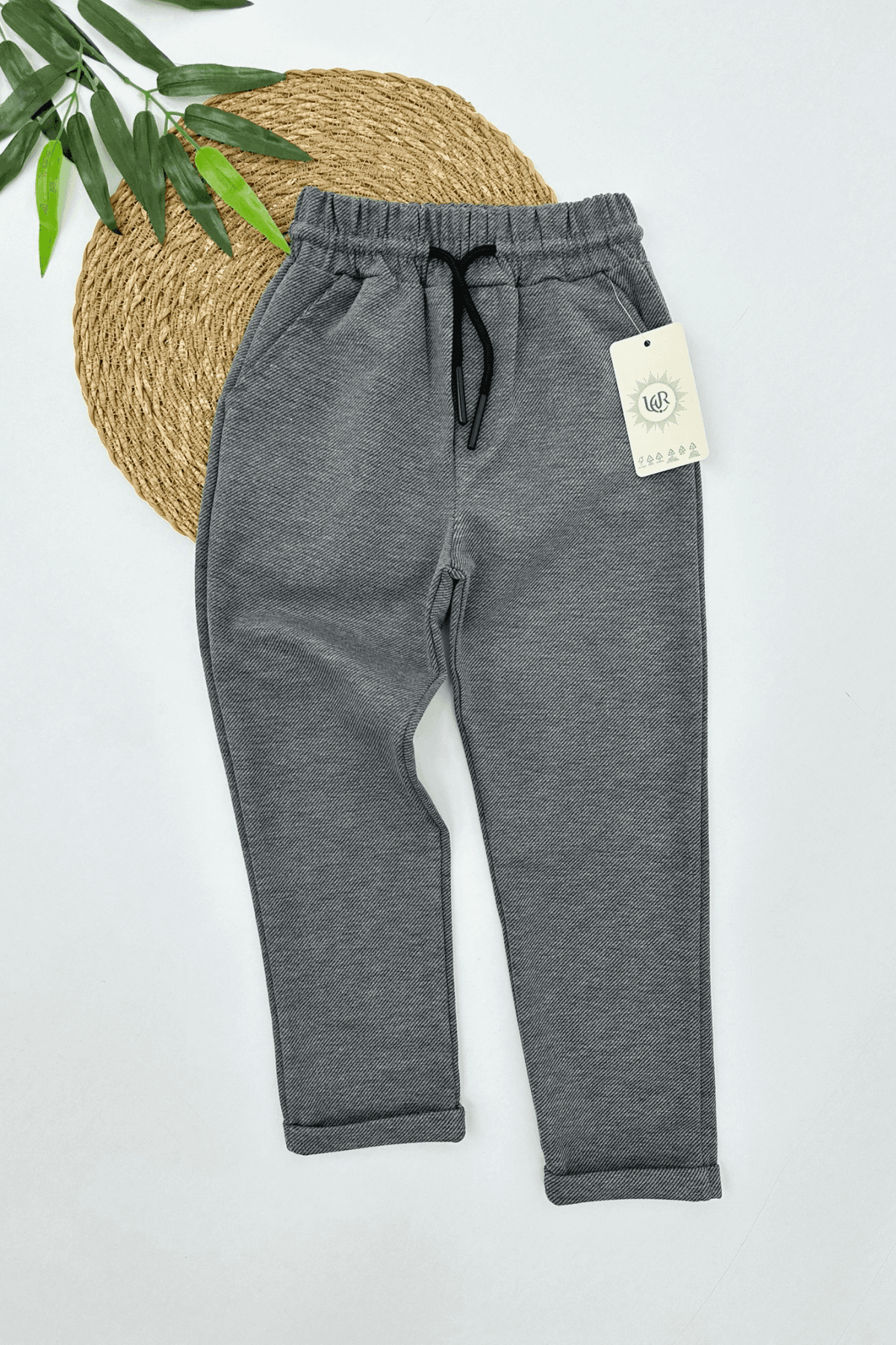 KOYU GRİ RENK BELİ LASTİKLİ CEPLİ ERKEK ÇOCUK PANTOLON
