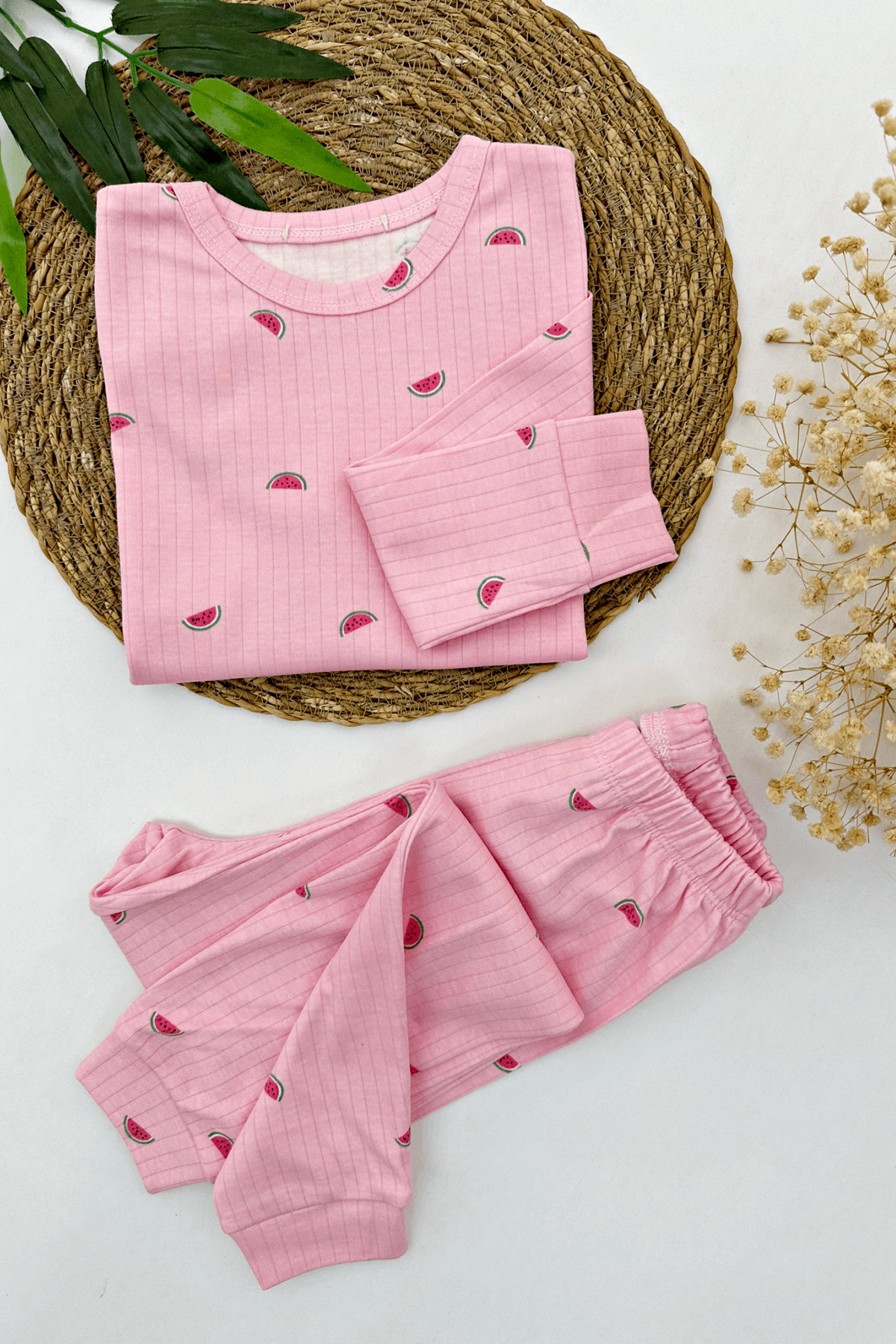 PEMBE RENK KARPUZ  DESEN KIZ ÇOCUK PİJAMA TAKIMI 