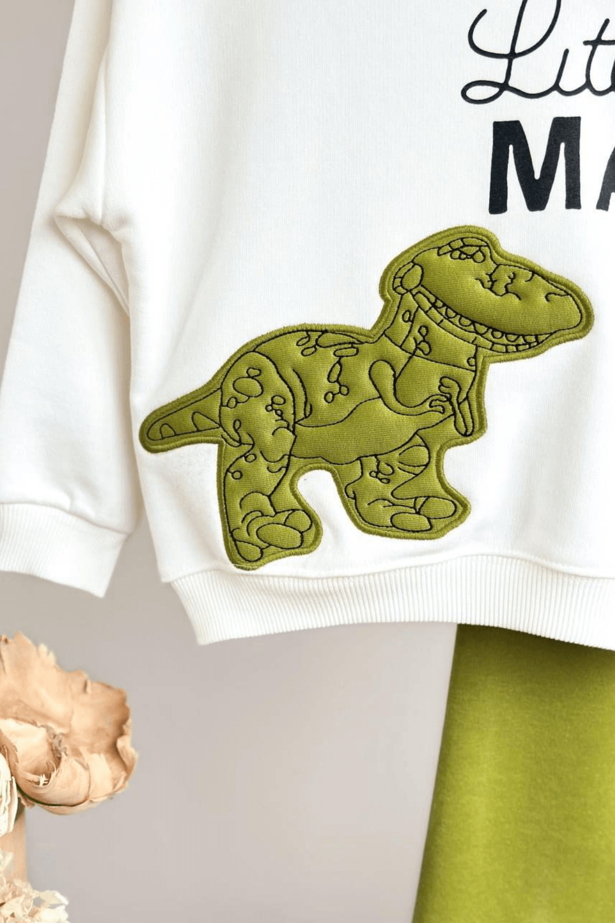 LITTLE MAN DINO DESENLİ ERKEK ÇOCUK EŞOFMAN TAKIMI  – Yeşil