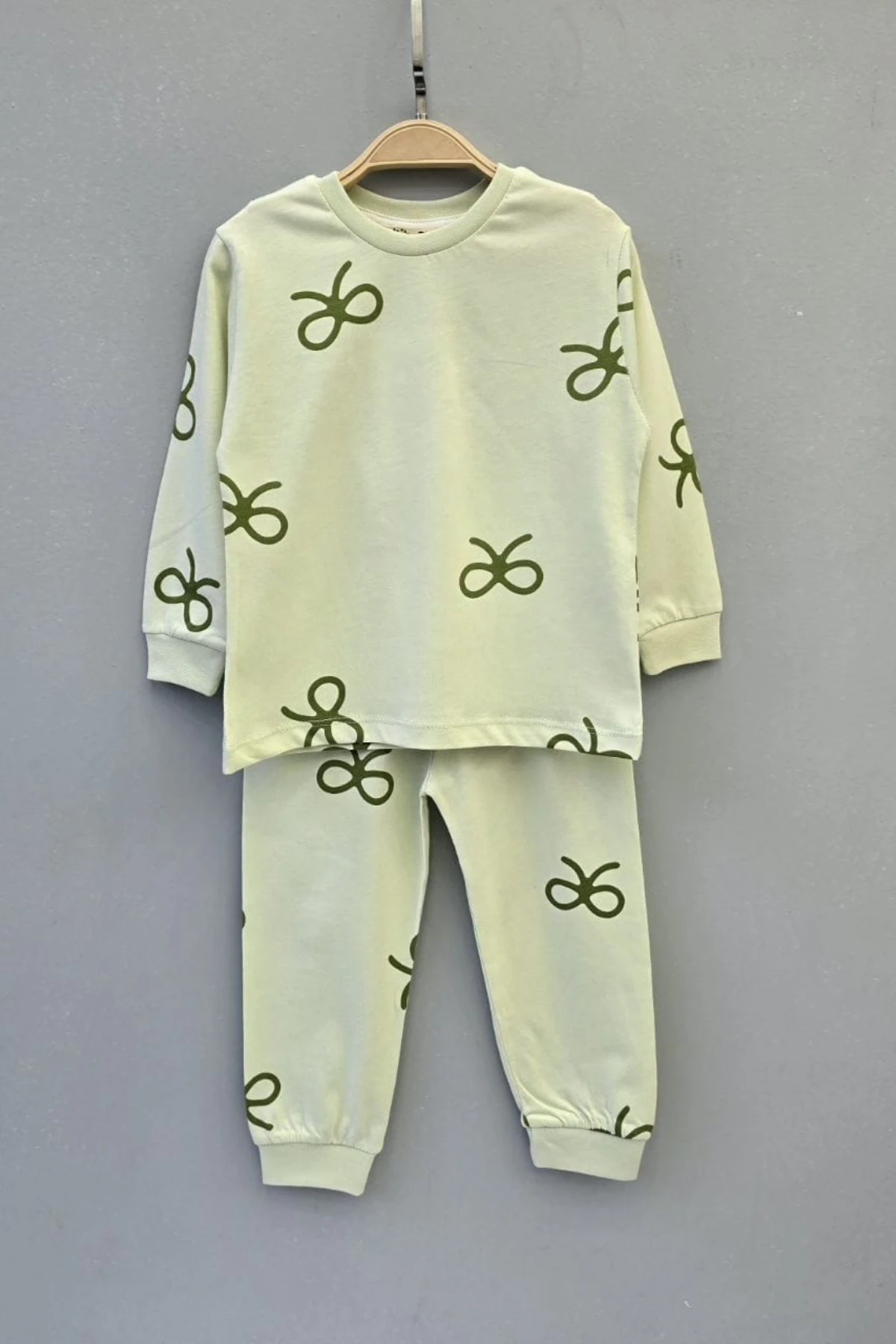 MİNT TENK KURDELE DESEN KIZ BEBEK PİJAMA TAKIMI