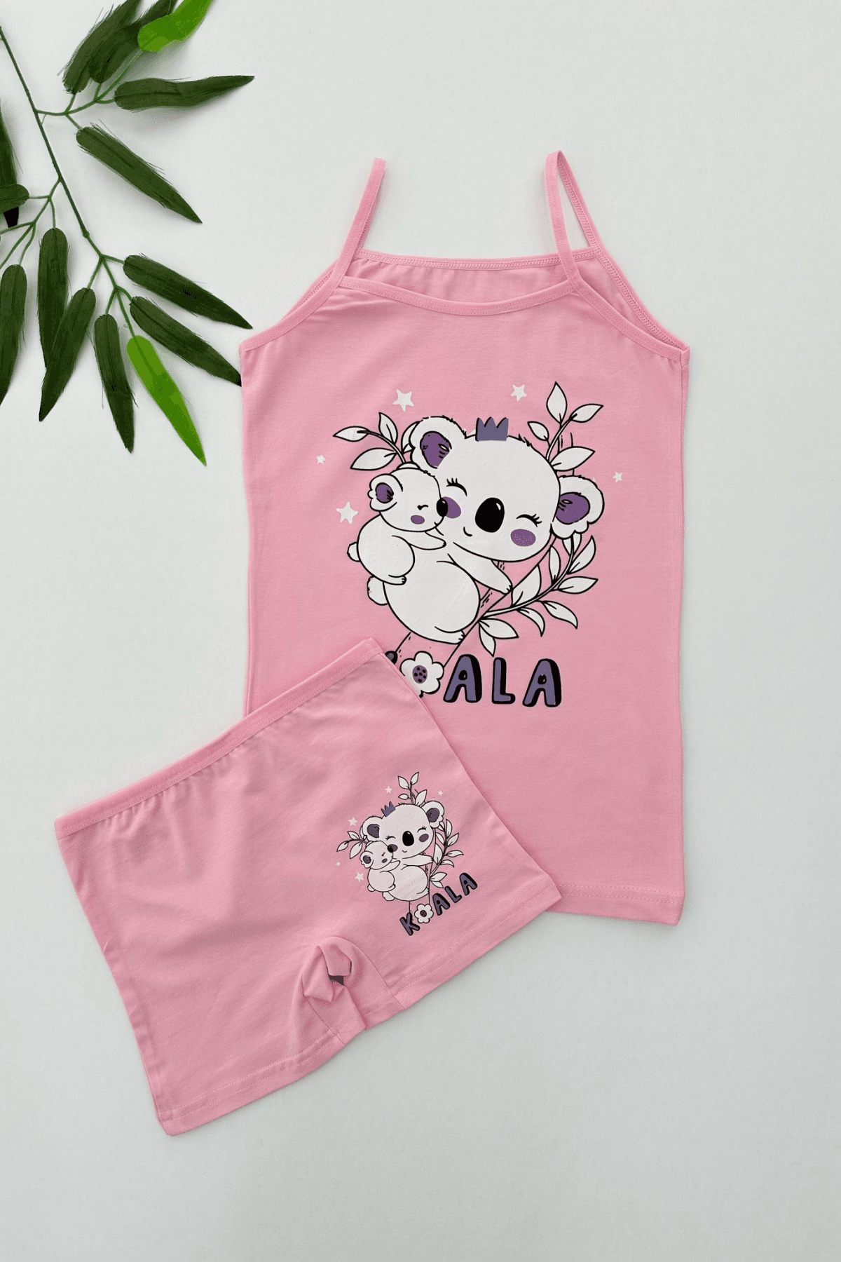 PEMBE RENK KOALA BASKILI KIZ ÇOCUK ATLET BOXER TAKIM