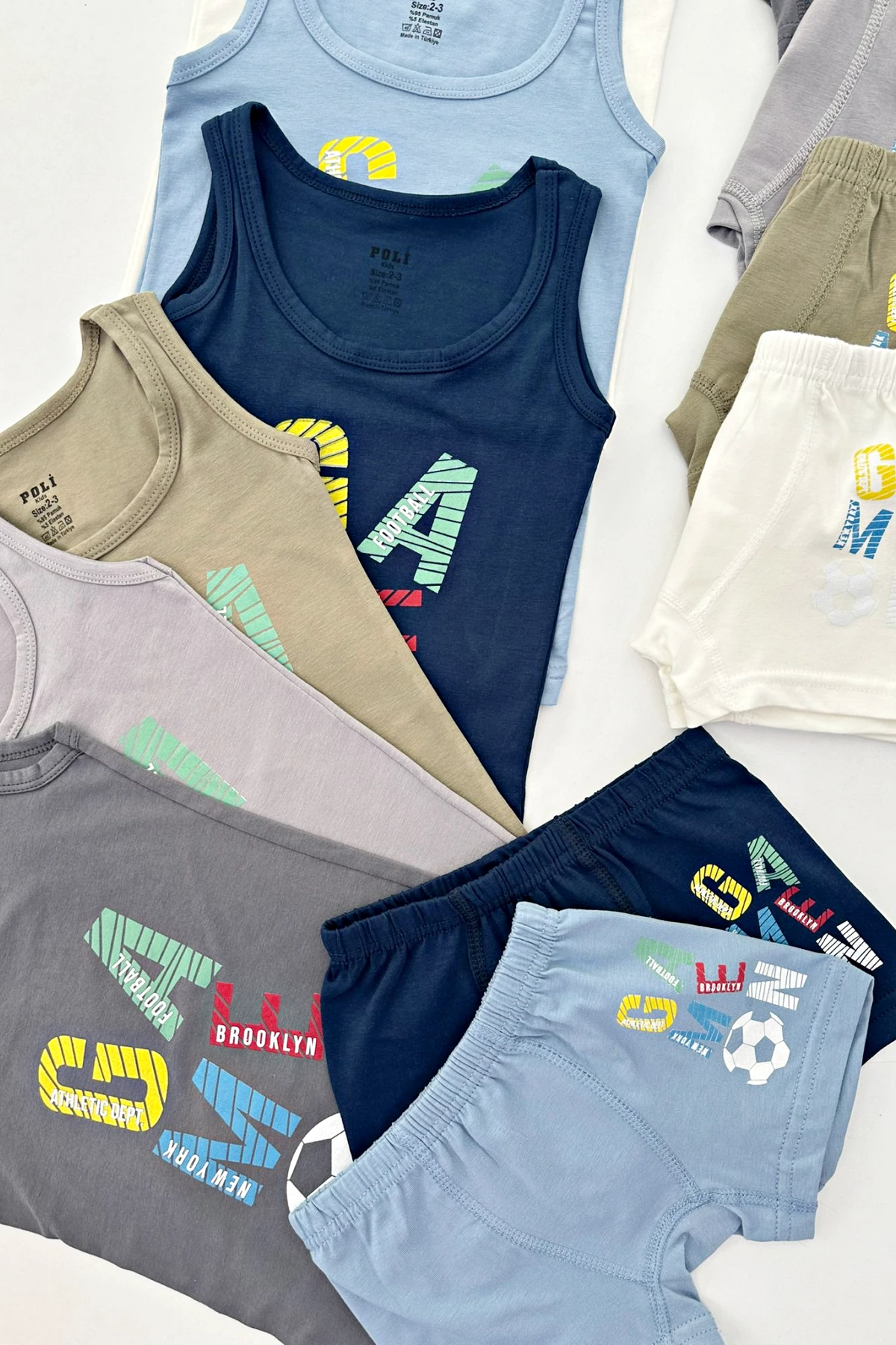 6'LI YAZI BASKILI ERKEK ÇOCUK ATLET BOXER TAKIM