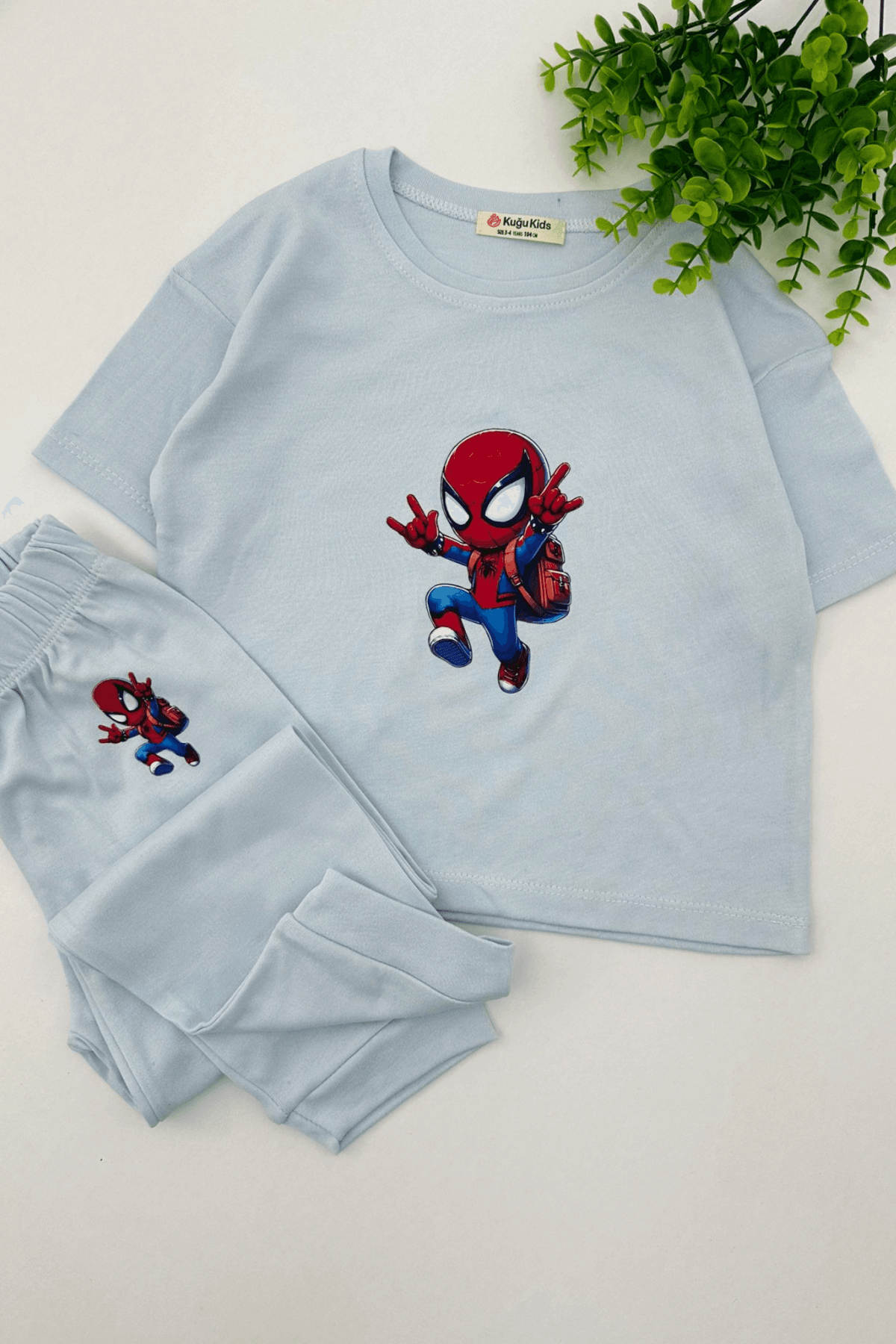 BUZ MAVİSİ SPİDERMAN BASKILI KISA KOL ERKEK ÇOCUK PİJAMA TAKIMI