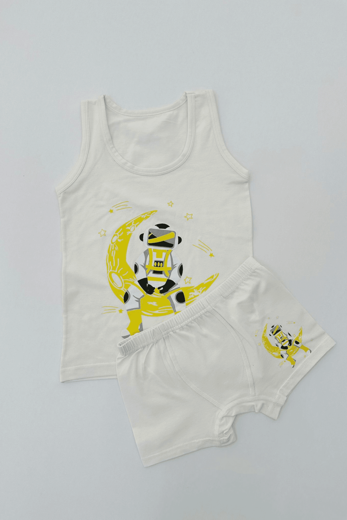 EKRU RENK ASTRONOT BASKILI ERKEK ÇOCUK ATLET BOXER TAKIM