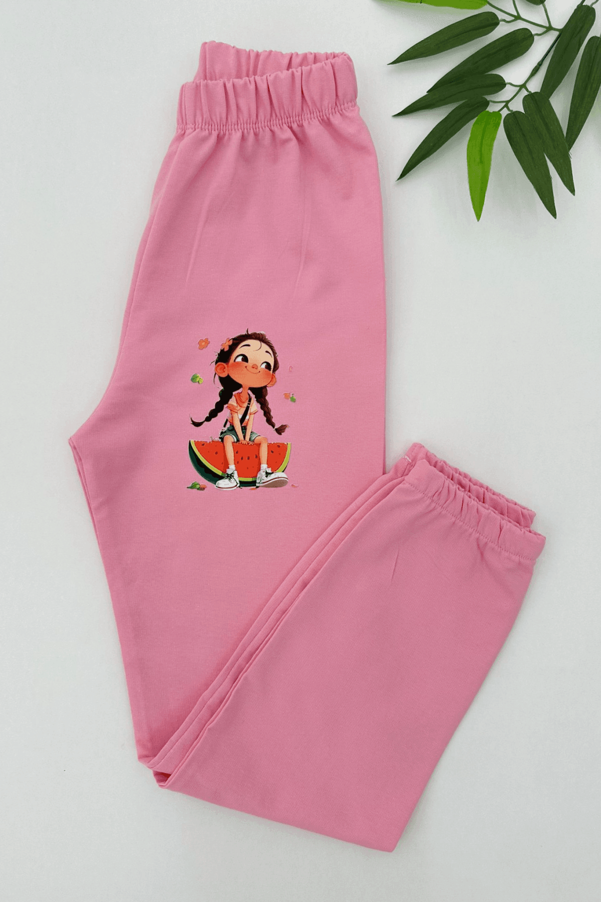 AÇIK PEMBE KARPUZ BASKILI KIZ ÇOCUK EŞOFMAN ALTI