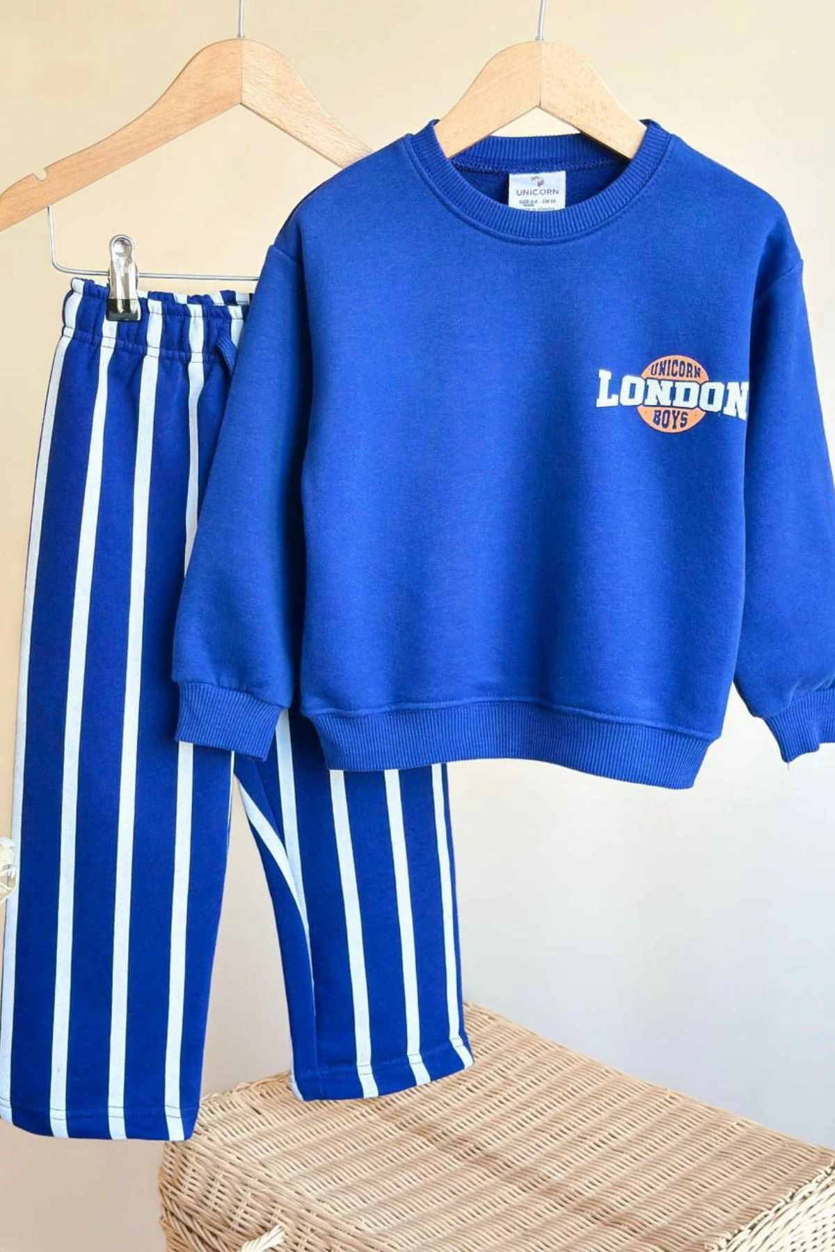 SAKS MAVİSİ ARKASI LONDON YAZI BASKILI ERKEK ÇOCUK ALT ÜST TAKIM