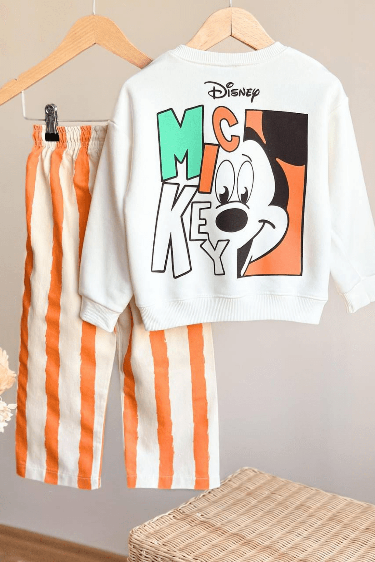 MICKEY MOUSE TURUNCU ÇİZGİLİ ÇOCUK EŞOFMAN TAKIMI