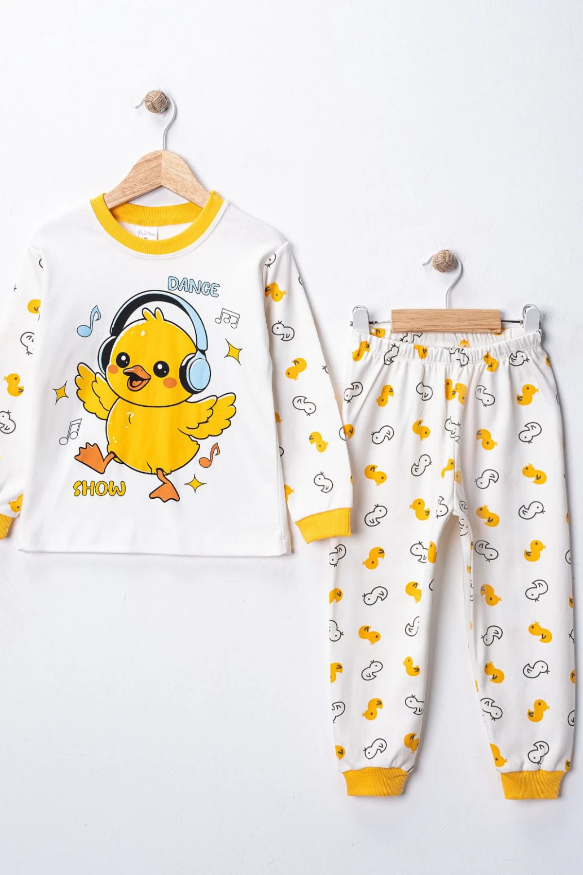 EKRU RENK CİVCİV DESEN UNISEX PİJAMA TAKIMI