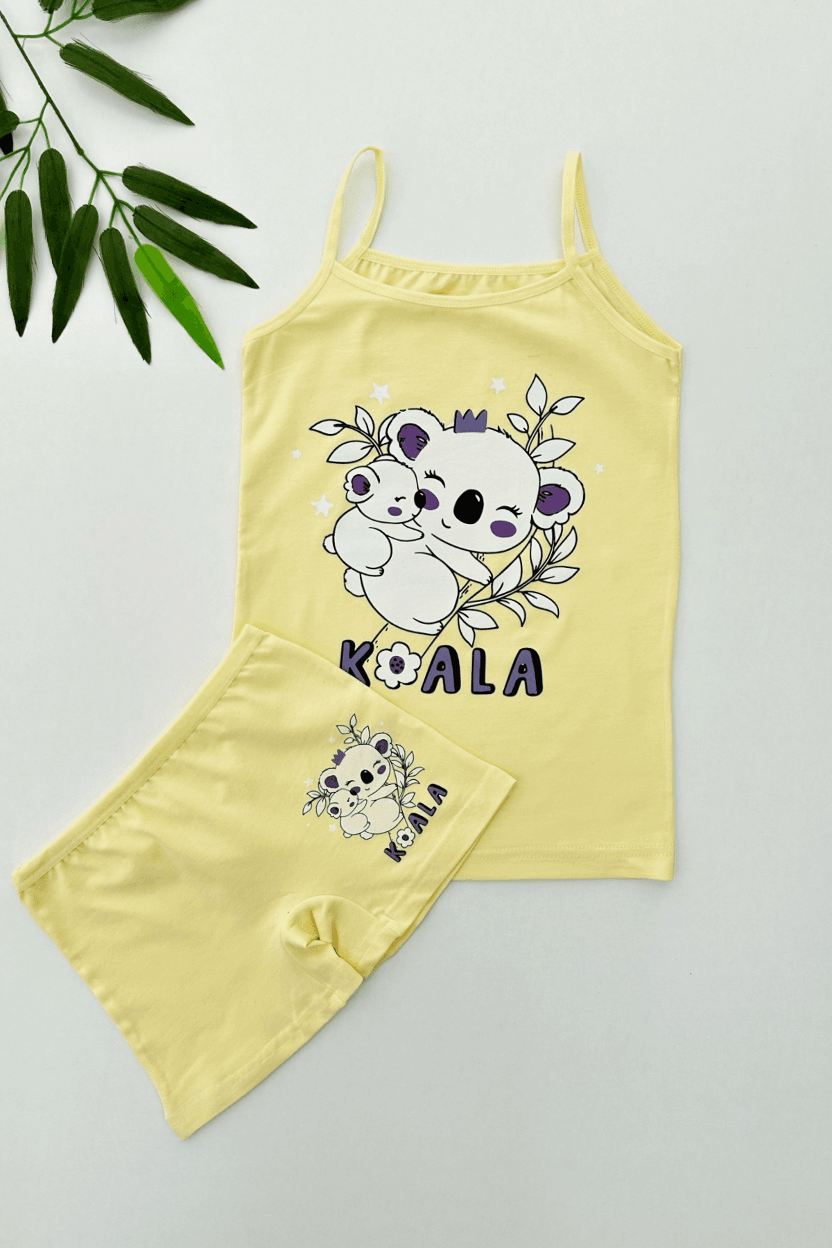 SARI RENK KOALA BASKILI KIZ ÇOCUK ATLET BOXER TAKIM
