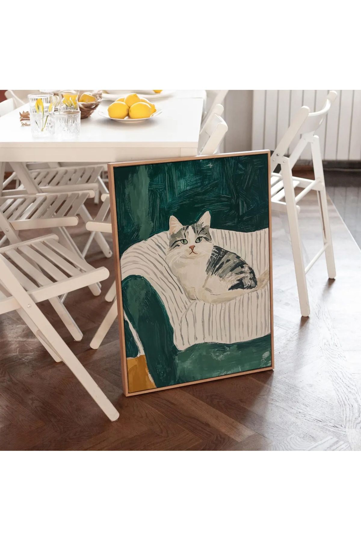 Tek Parça Ahşap Çerçeveli Oturma Odası Salon Mutfak Tablo TK0584