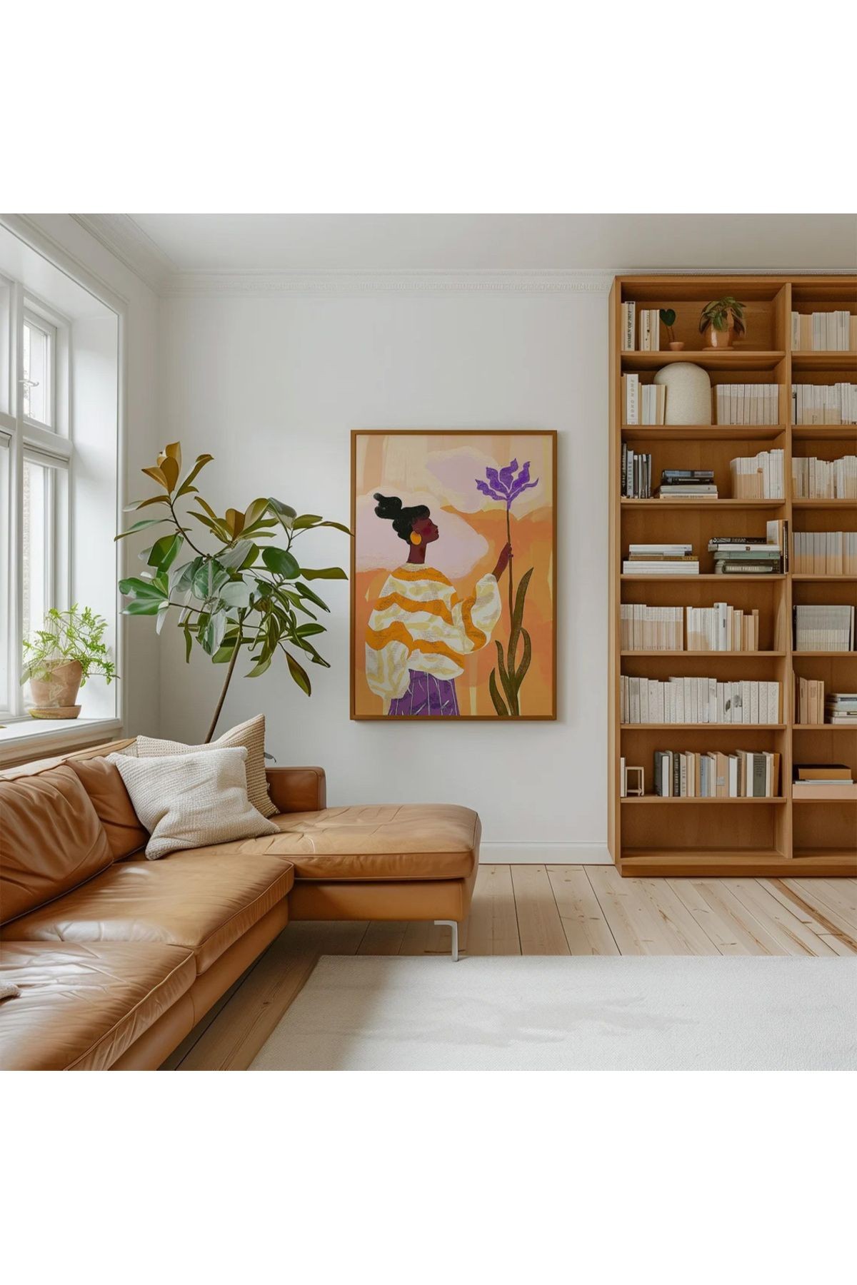 Tek Parça Ahşap Çerçeveli Oturma Odası Salon Mutfak Tablo TK0573