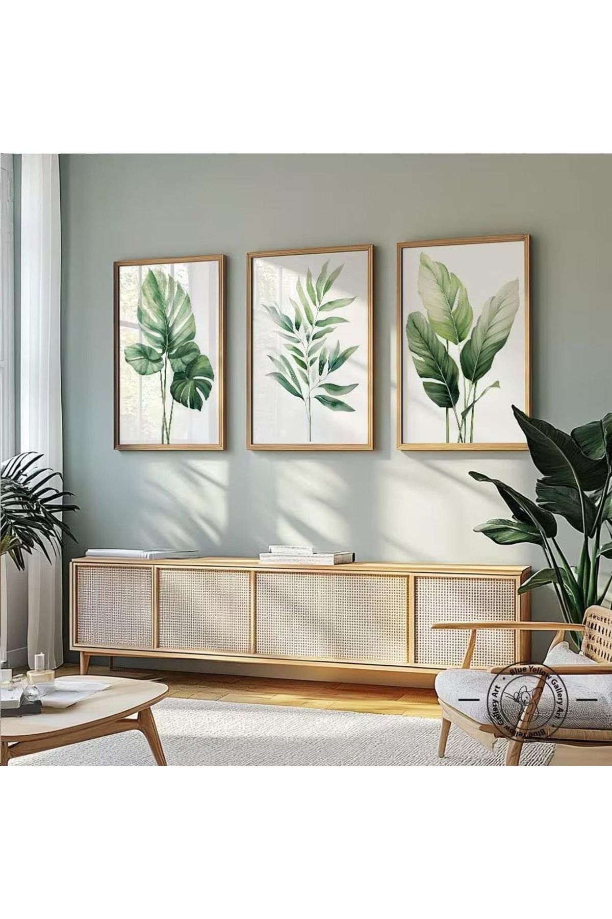 3 Parça Ahşap Çerçeveli Oturma Odası Salon Mutfak Tablo Seti Set3134