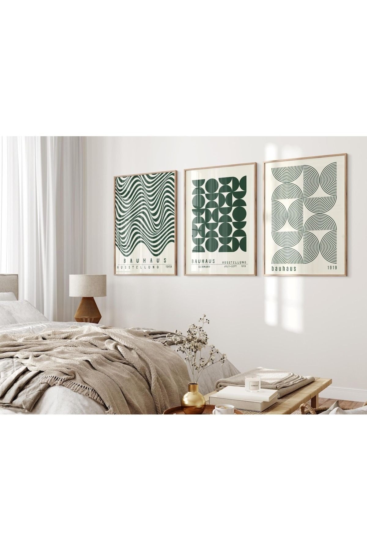 3 Parça Ahşap Çerçeveli Oturma Odası Salon Mutfak Tablo Seti SET3217