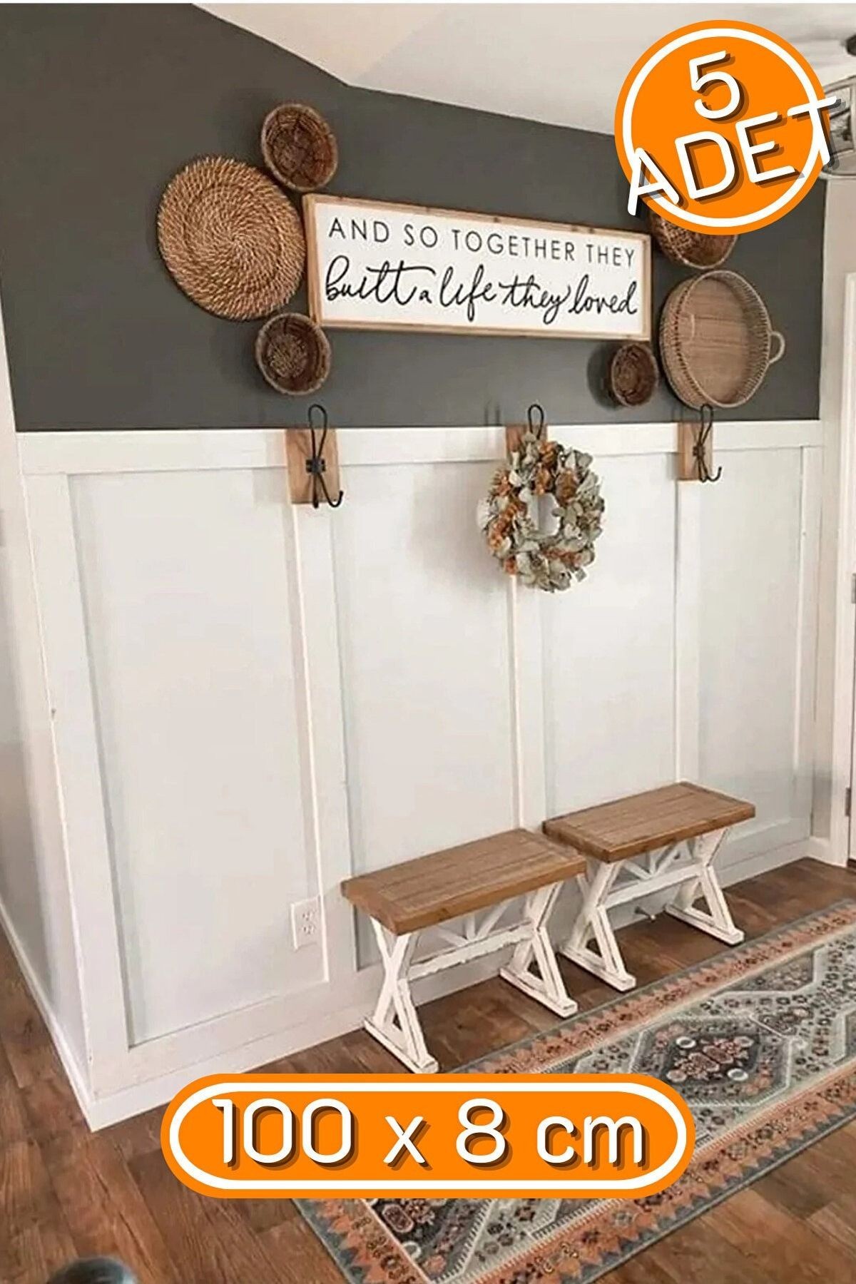 Boyanabilir İskandinav Duvar Çıtası 1 Paket(5 Adet) 100×8 cm