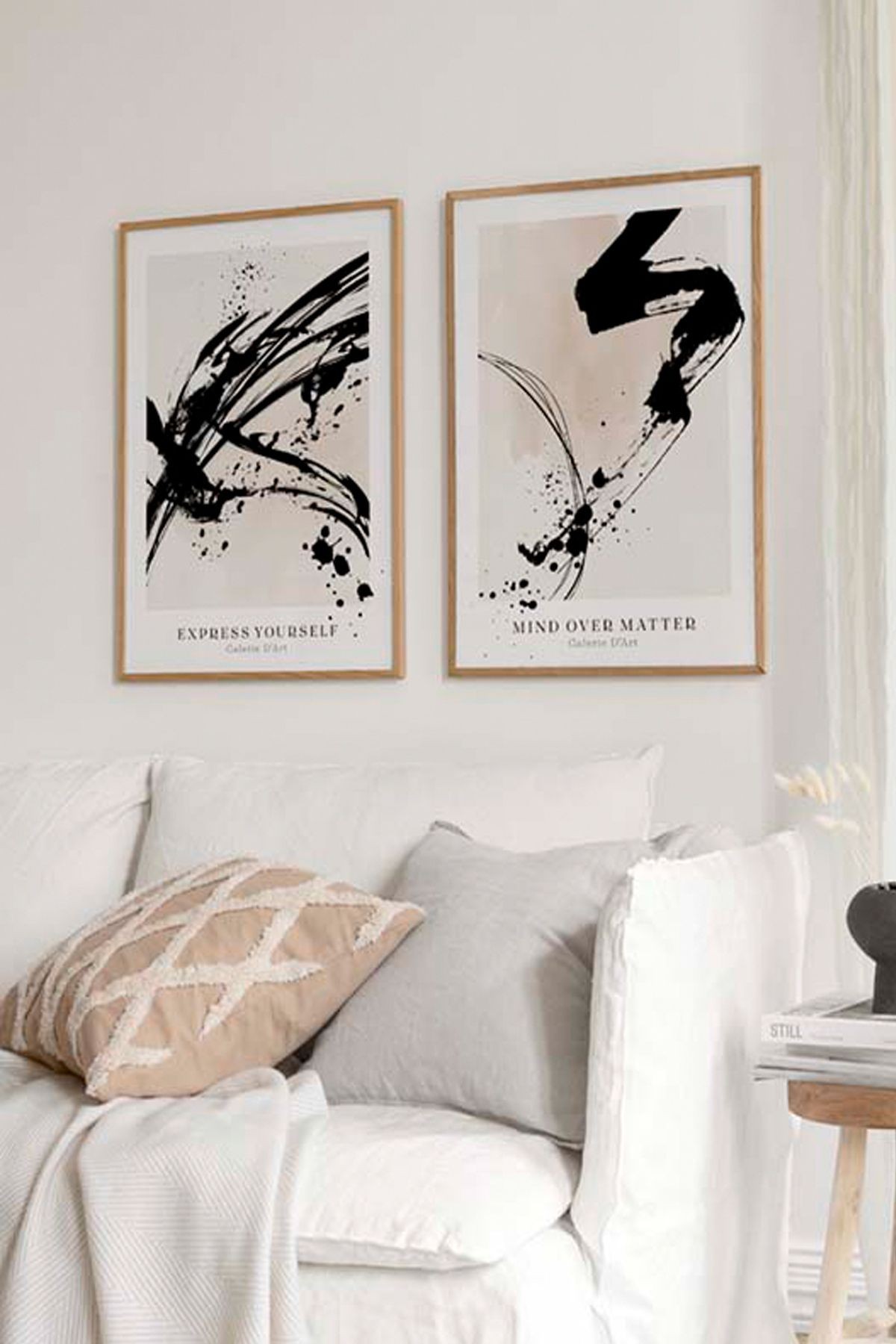 Ahşap Çerçeveli  Dekoratif 2'Li Tablo AbstractArtDuo