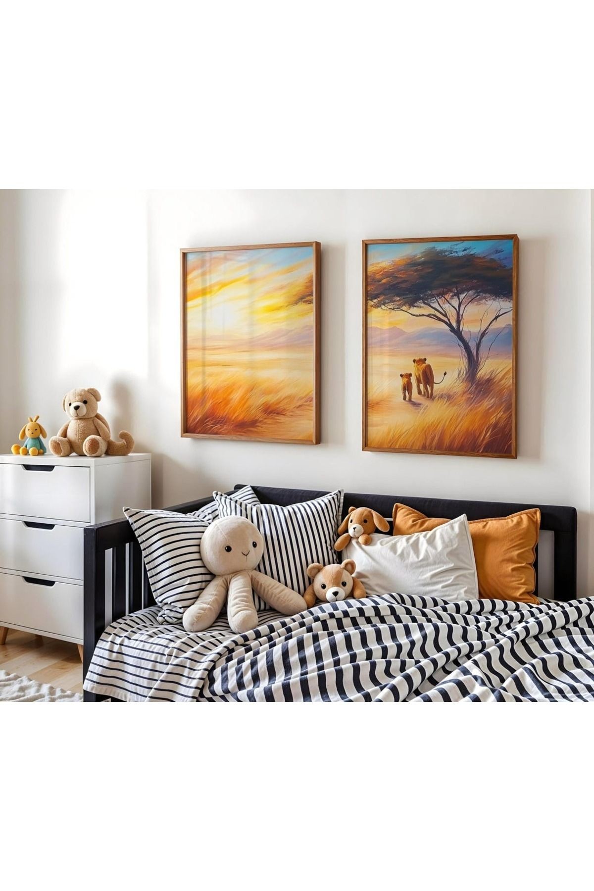 2 Parça Ahşap Çerçeveli Oturma Odası Salon Mutfak Tablo Seti Set3112