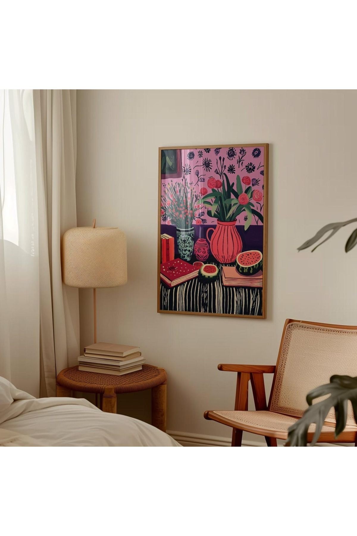 Tek Parça Ahşap Çerçeveli Oturma Odası Salon Mutfak Tablo TK0555