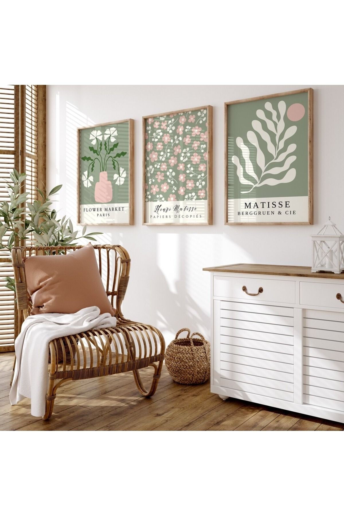 3 Parça Ahşap Çerçeveli Oturma Odası Salon Mutfak Tablo Seti SET3209