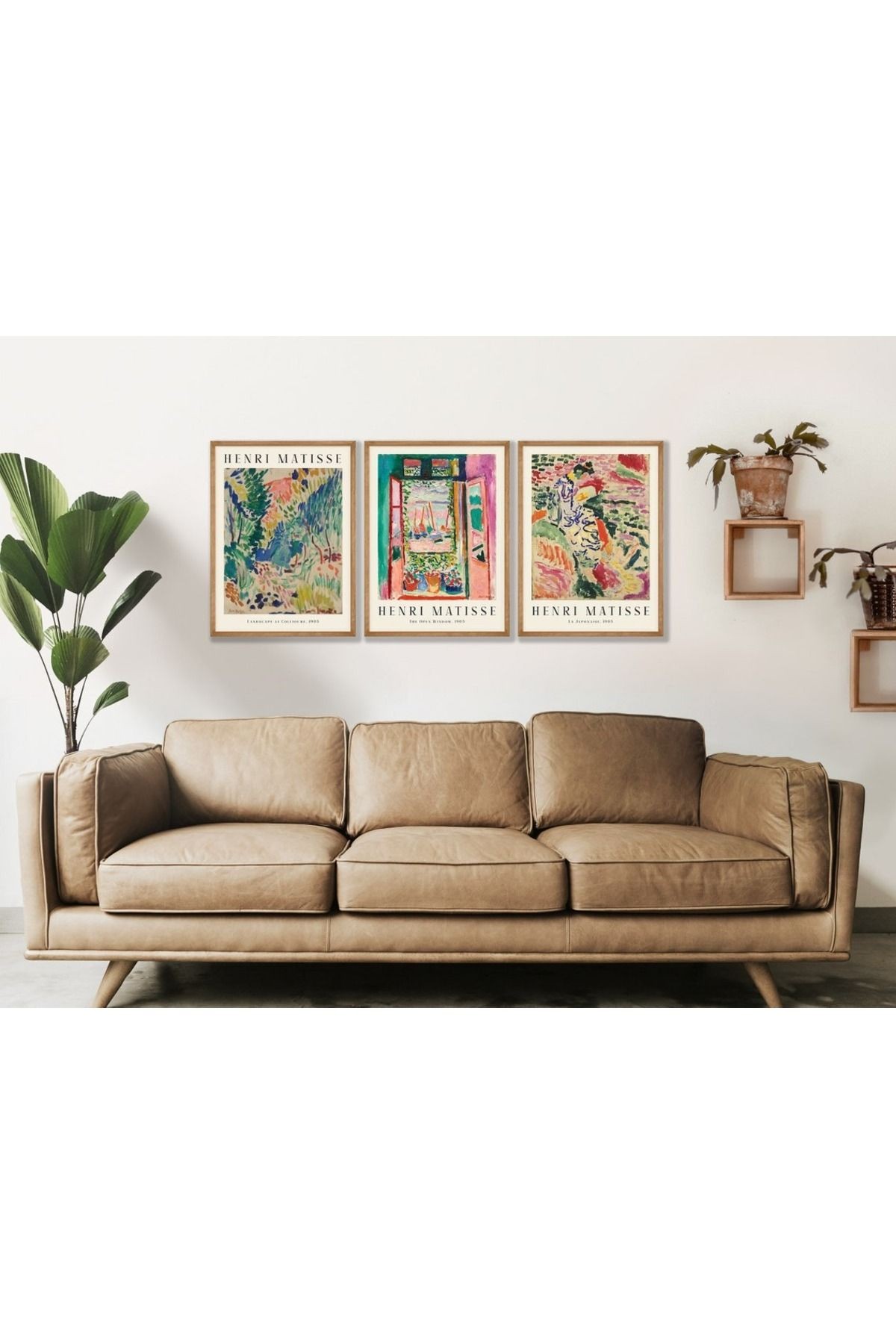 3 Parça Ahşap Çerçeveli Oturma Odası Salon Mutfak Tablo Seti SET3240