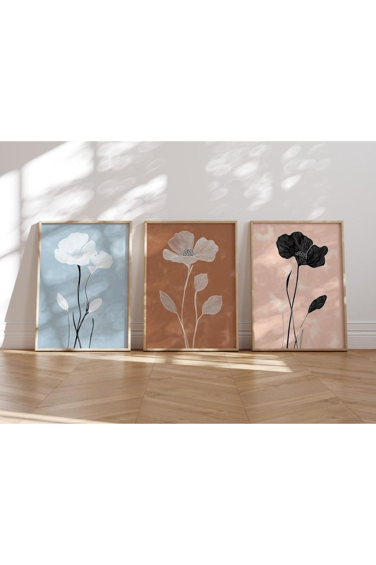 3 Parça Ahşap Çerçeveli Oturma Odası Salon Mutfak Tablo Seti SET3090