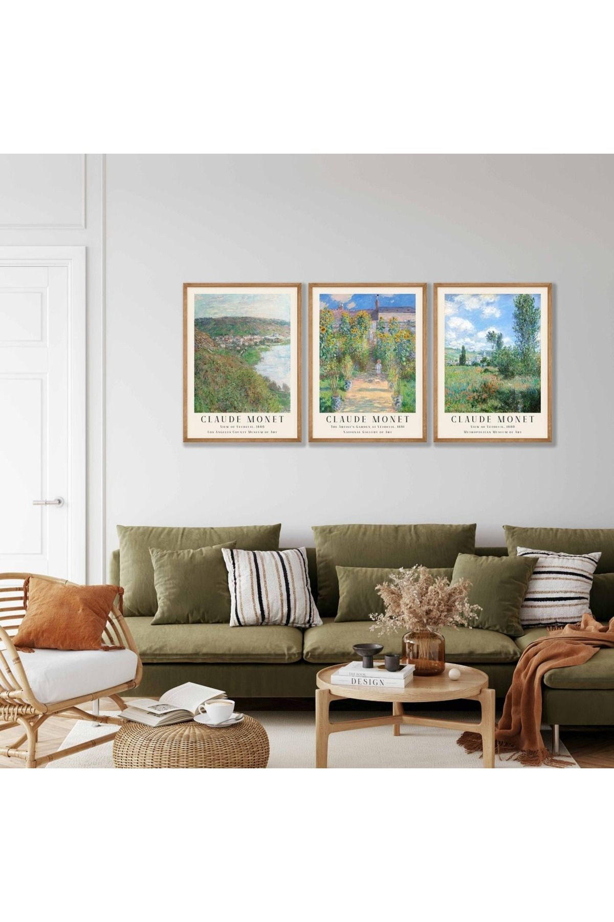 3 Parça Ahşap Çerçeveli Oturma Odası Salon Mutfak Tablo Seti SET3237