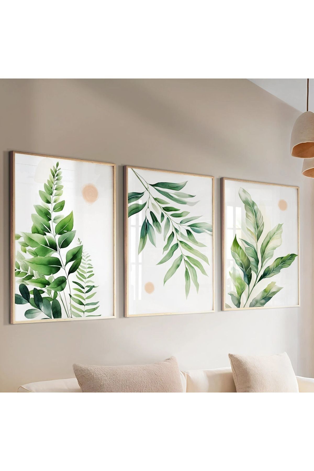 3 Parça Ahşap Çerçeveli Oturma Odası Salon Mutfak Tablo Seti SET3180