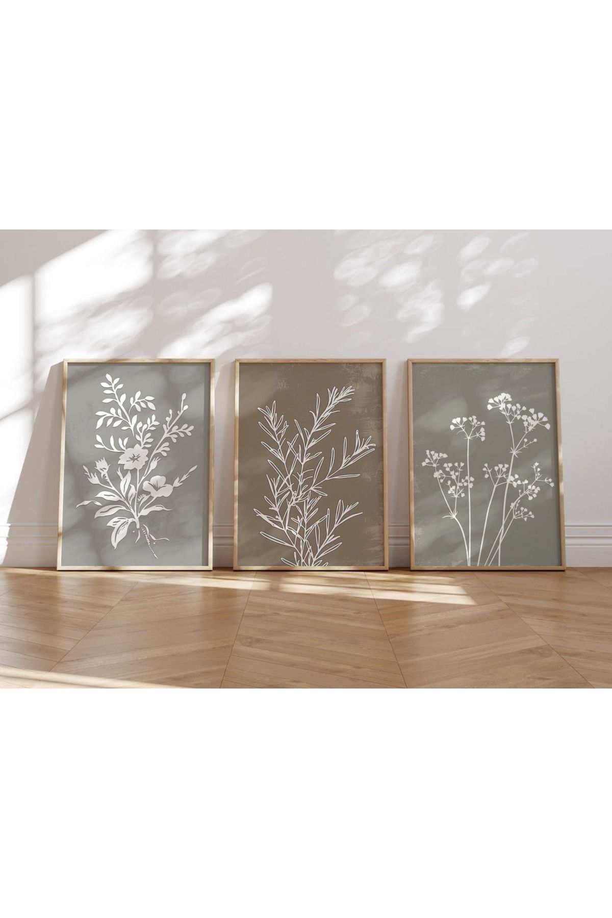 3 Parça Ahşap Çerçeveli Oturma Odası Salon Mutfak Tablo Seti SET3192