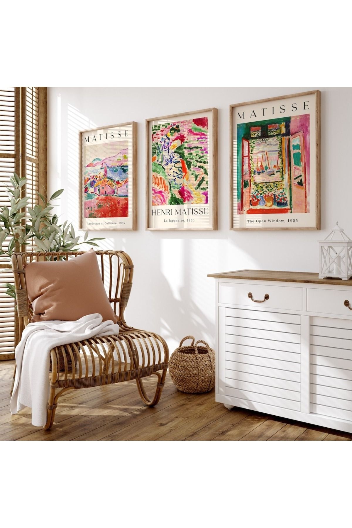 3 Parça Ahşap Çerçeveli Oturma Odası Salon Mutfak Tablo Seti SET3210