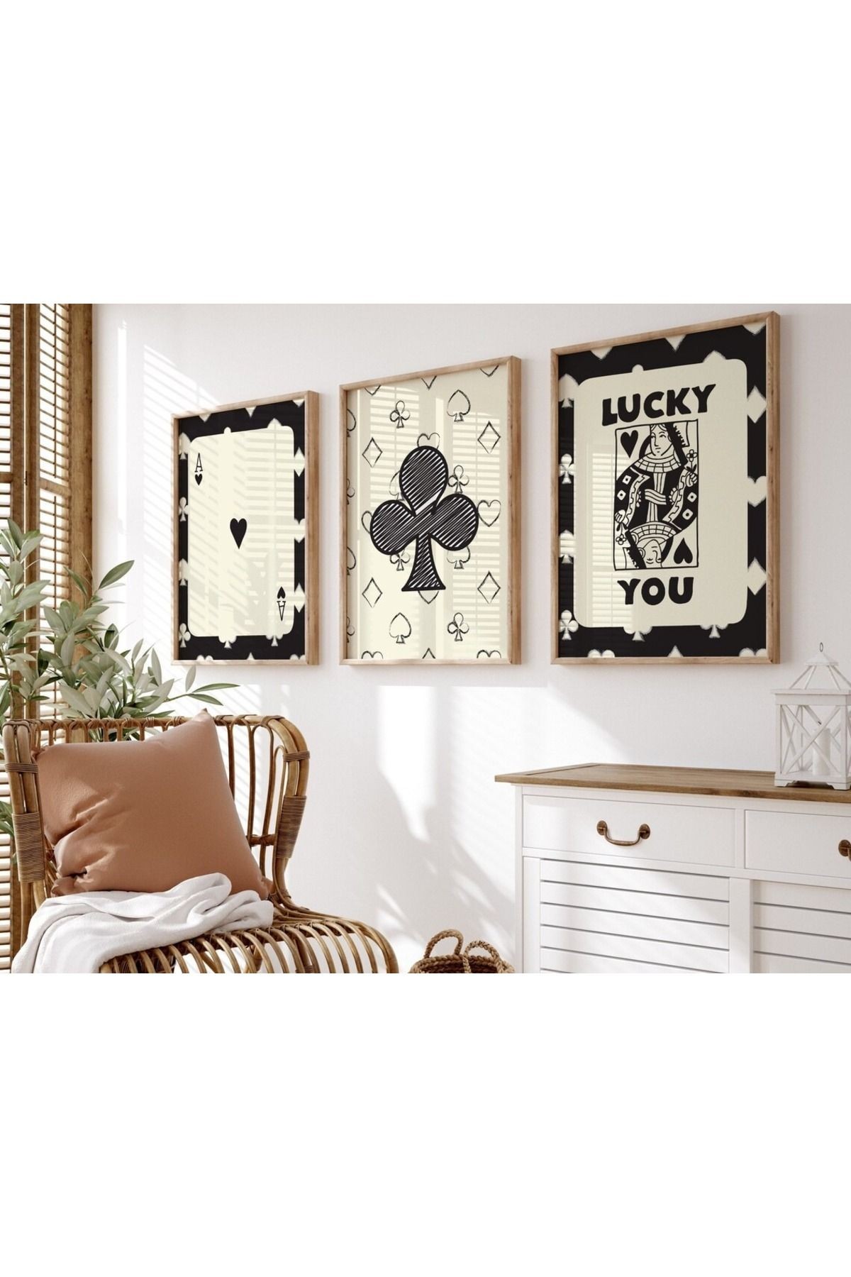 3 Parça Ahşap Çerçeveli Oturma Odası Salon Mutfak Tablo Seti SET3218